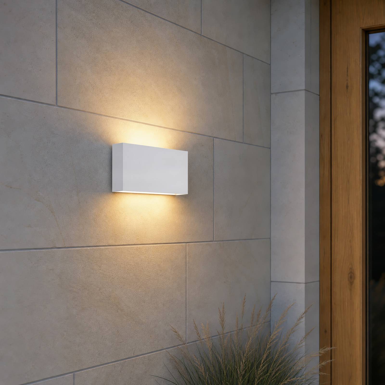 Kinkiet zewnętrzny LED Lucande Jarte, 20 cm, biały, IP65