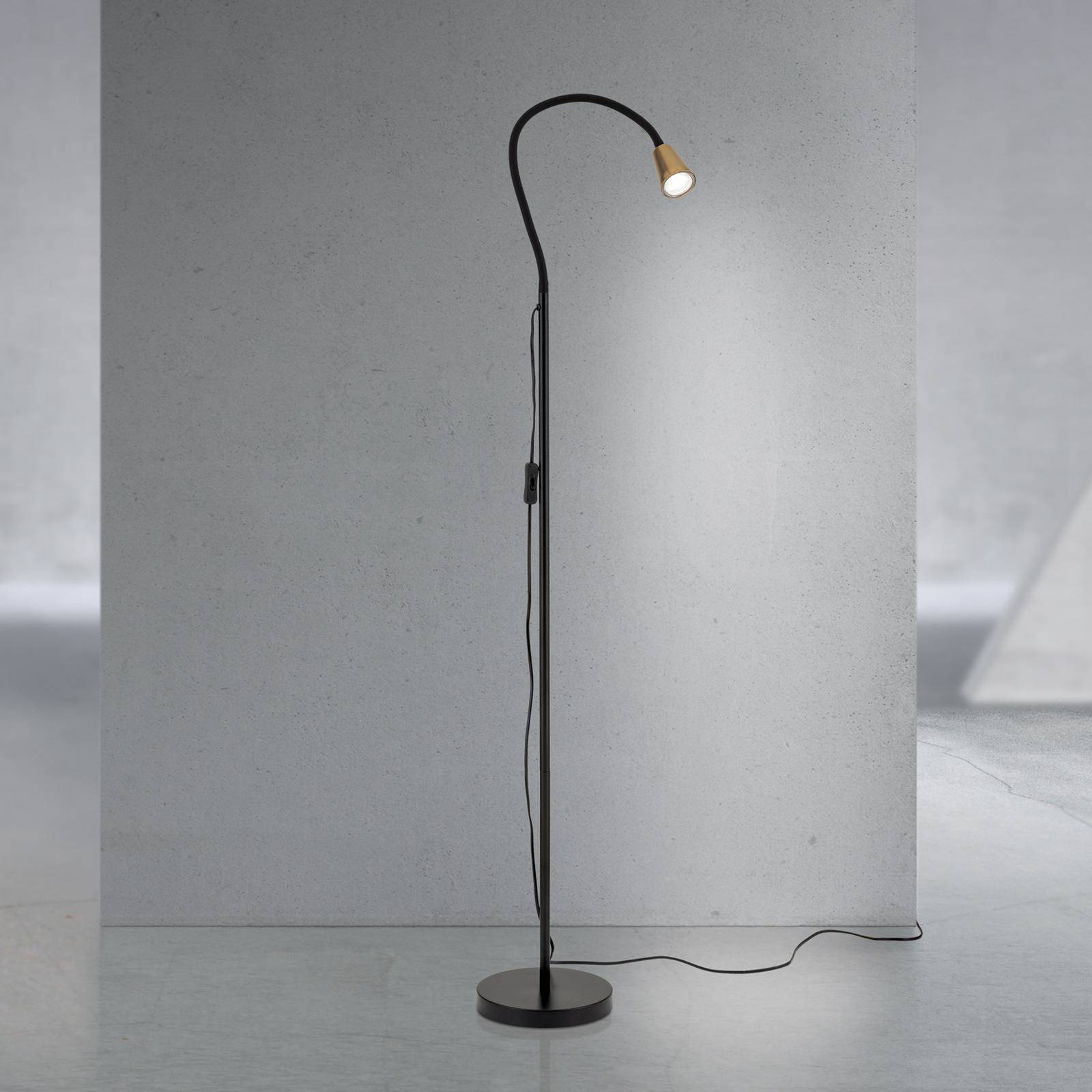 Stehleuchte Dotty, messingfarben, Höhe 145 cm, Flexarm, GU10 günstig online kaufen