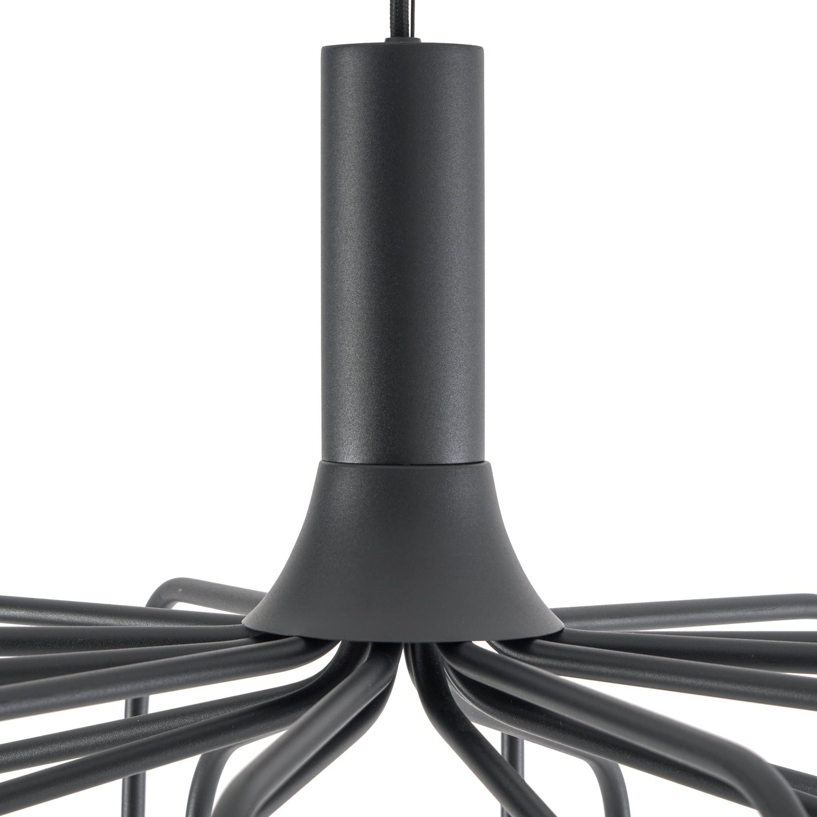 Závěsné světlo Lucande Ariadne, Ø 57 cm, matná černá, 20 žárovek