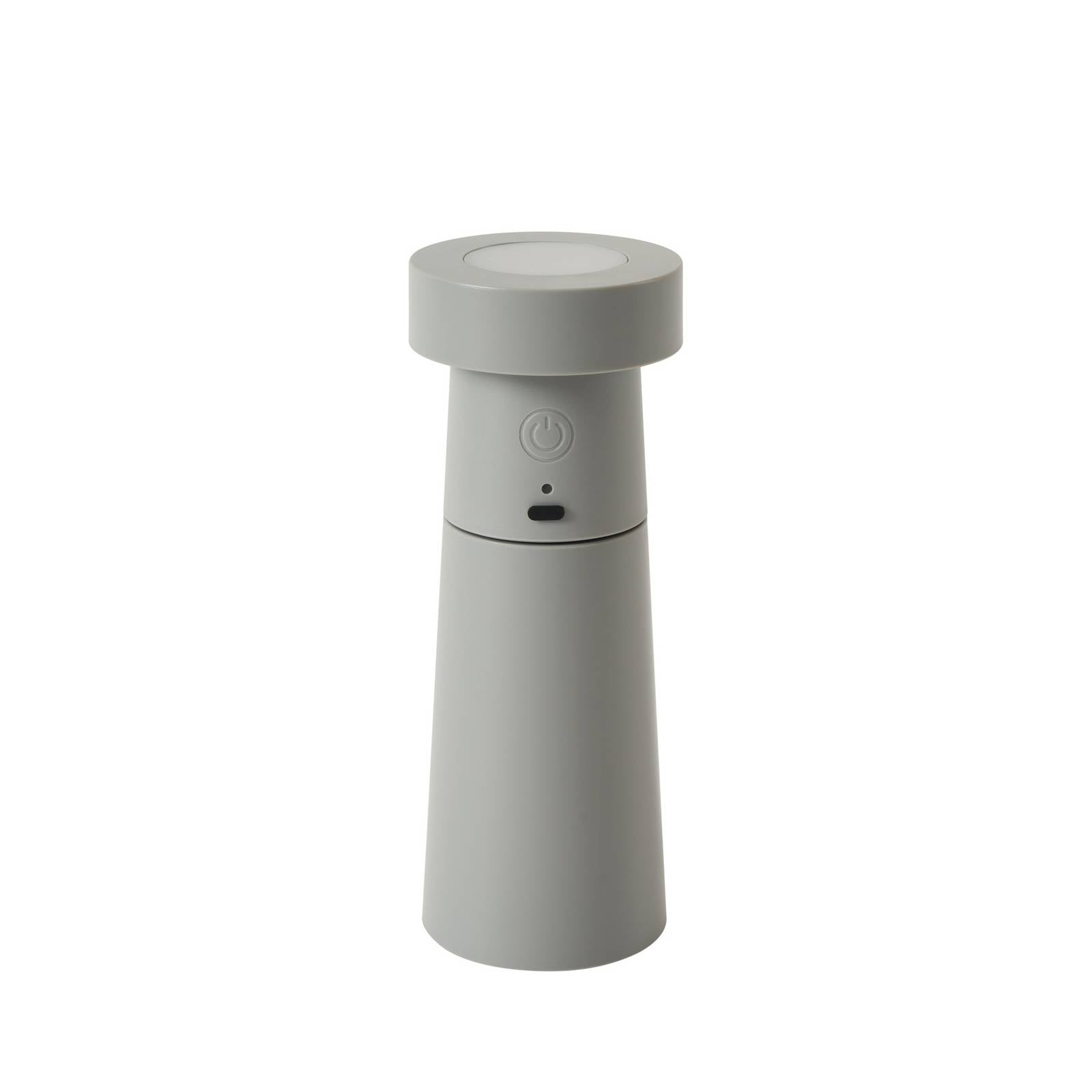 Lucande LED-Salzstreuer Salt, hellgrau, Akku, IP44