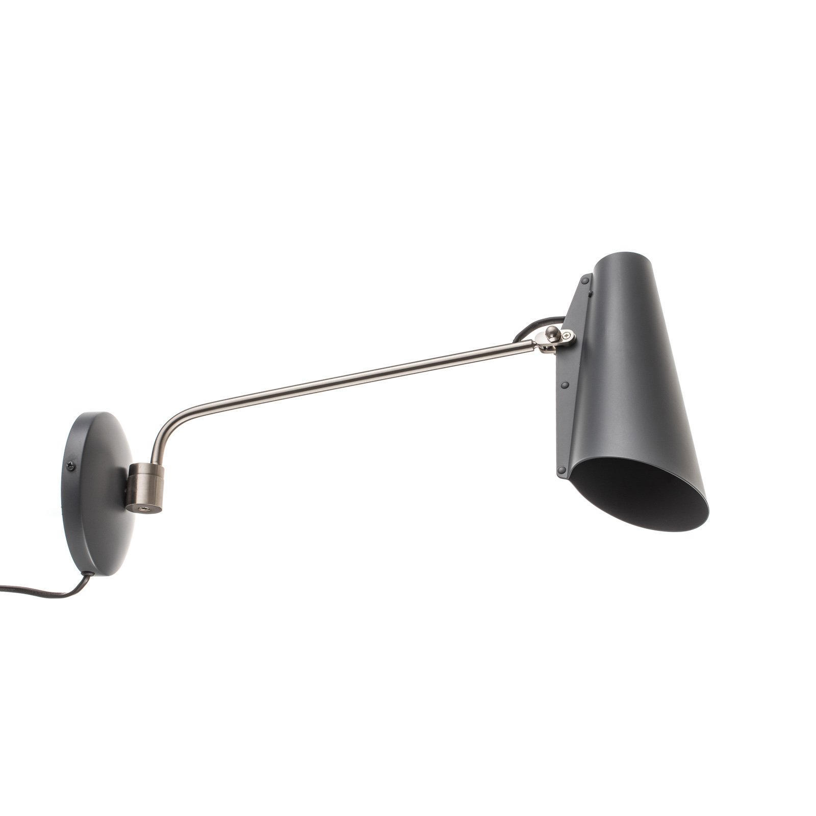 Grey wall light Birdy with plug and switch