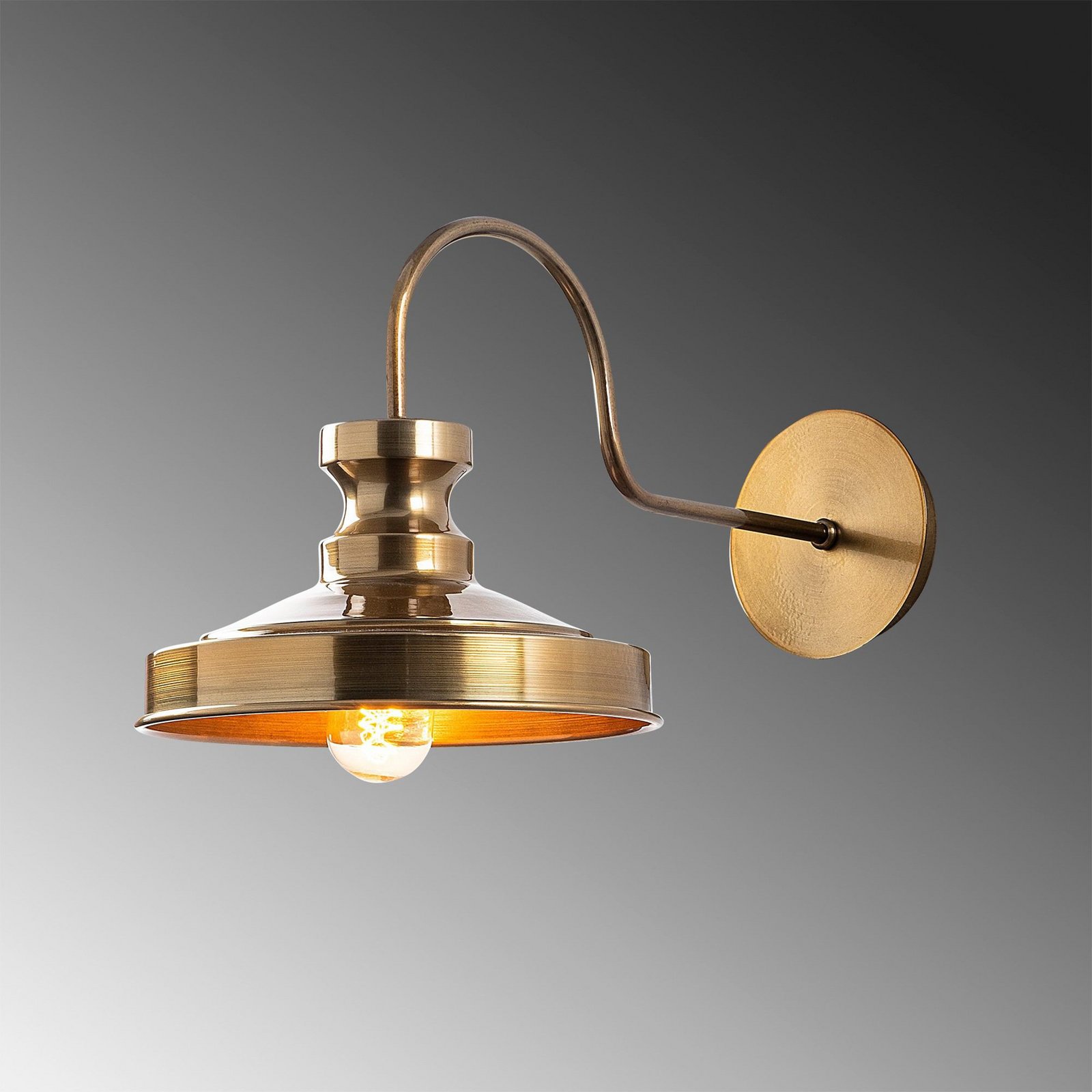 Wandleuchte Berceste, goldfarben, Metall, Höhe 23 cm, E27