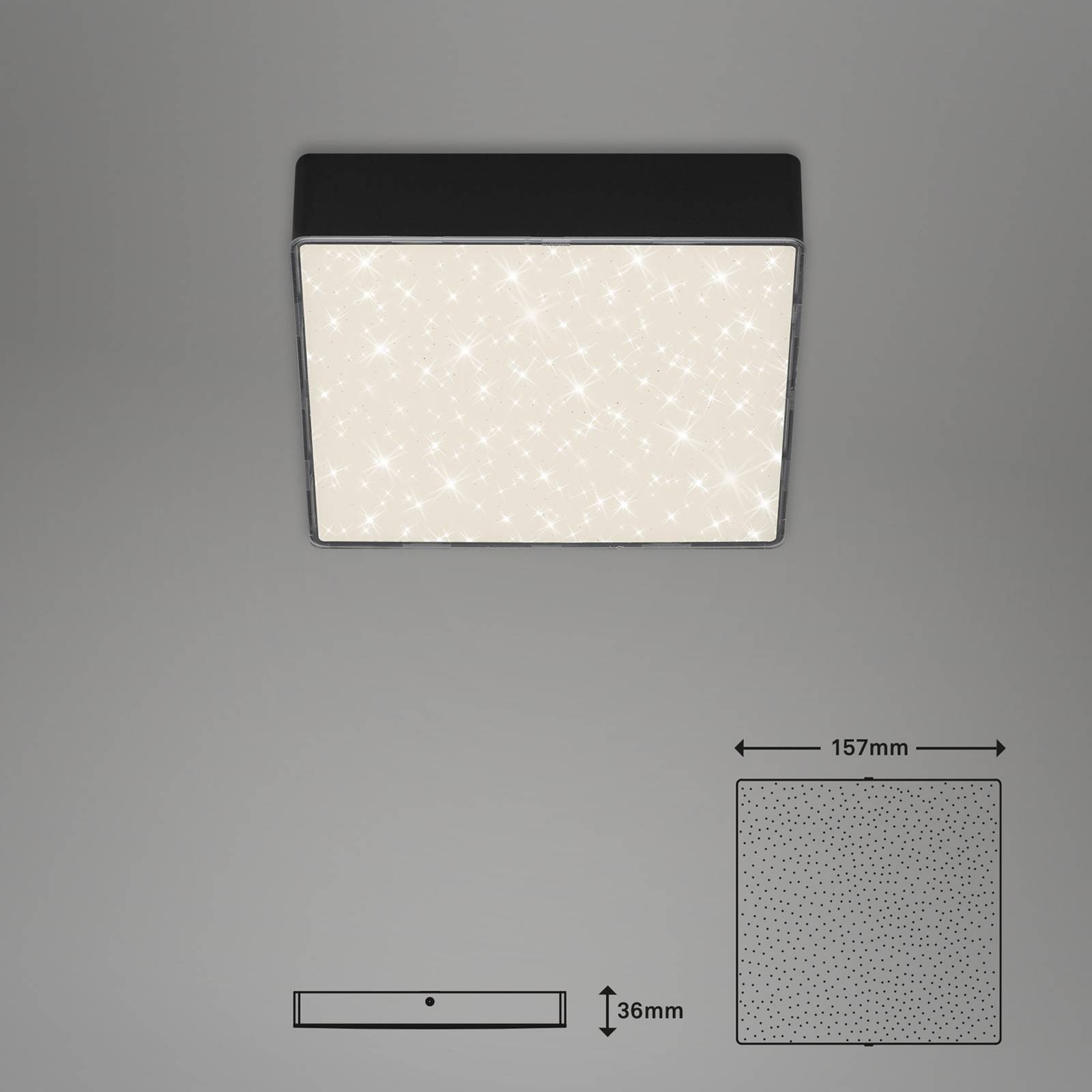 Lampa sufitowa LED Flame Star, 15,7 x 15,7 cm czarna