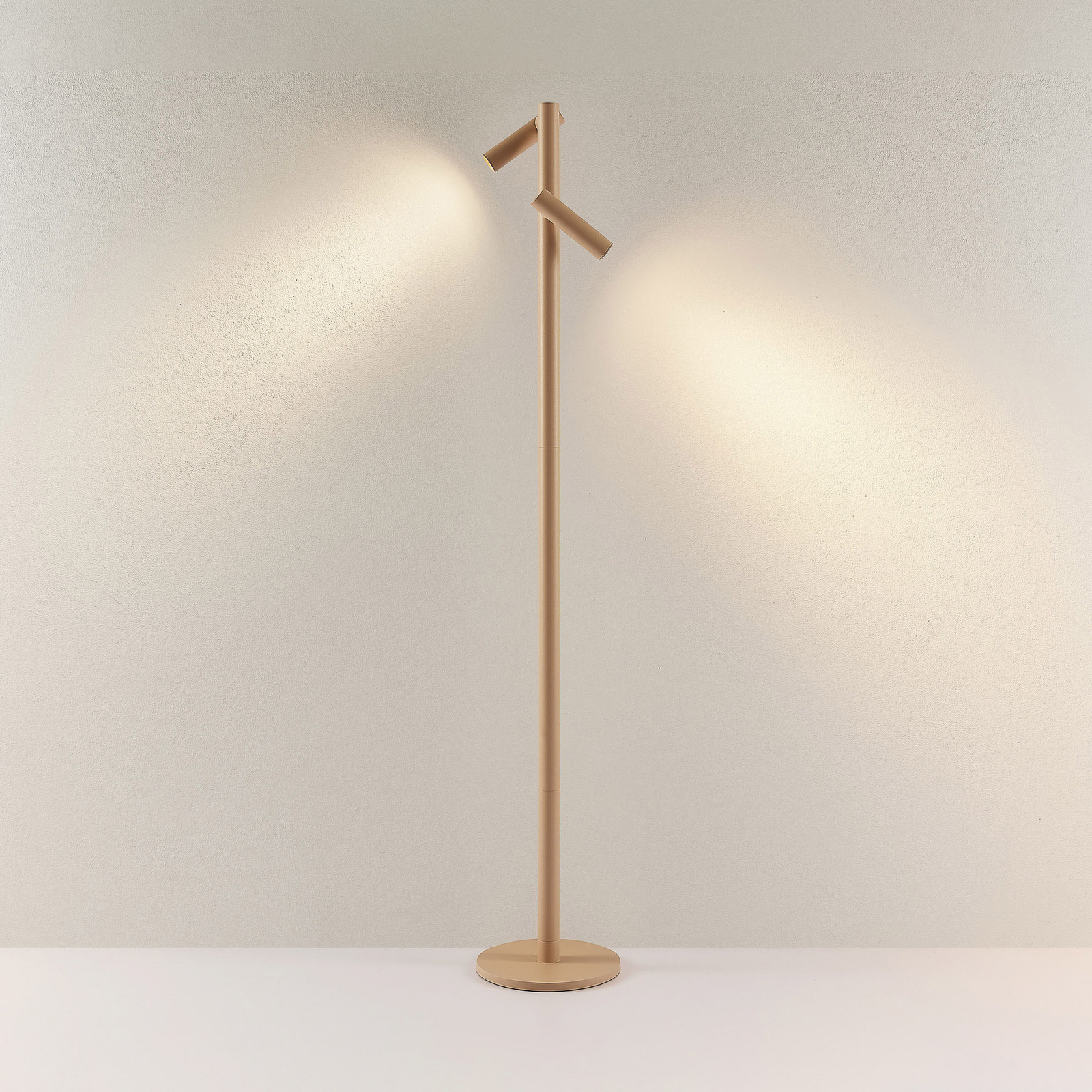 Molto Luce LED rechargeable floor lamp Mimo Double F, sand-coloured,