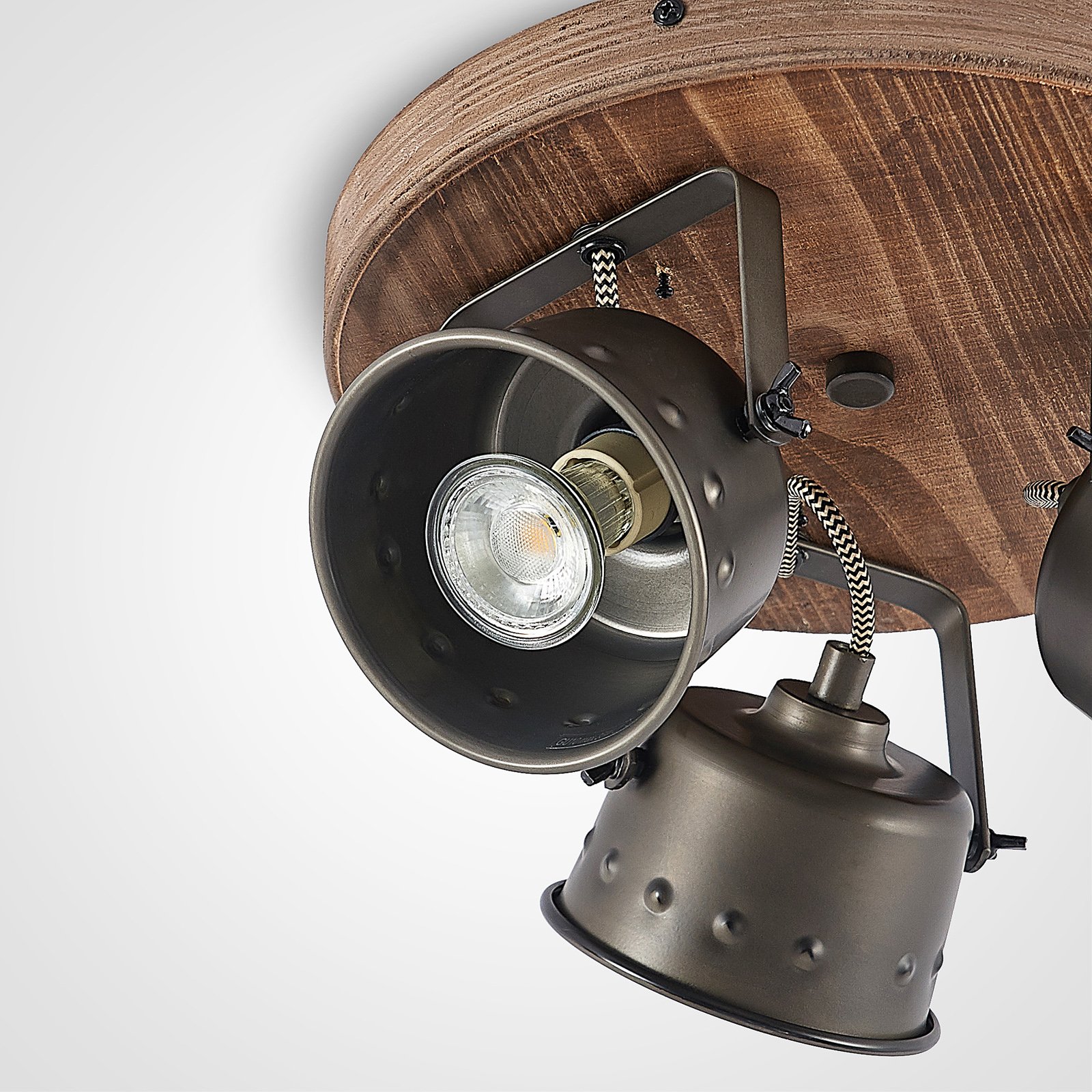 Rubinjo 3 Round PlafondWood/Black - Lindby