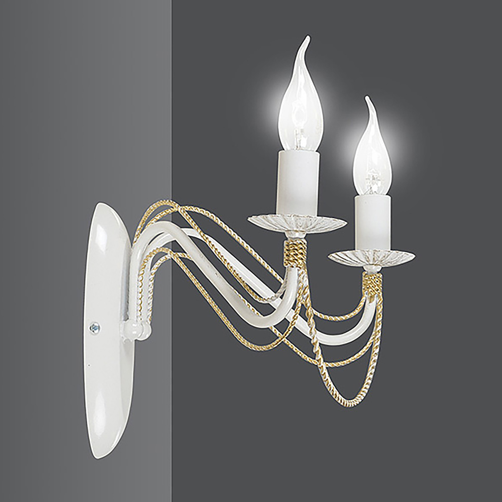 Tori wall light, candle holder look white two-bulb