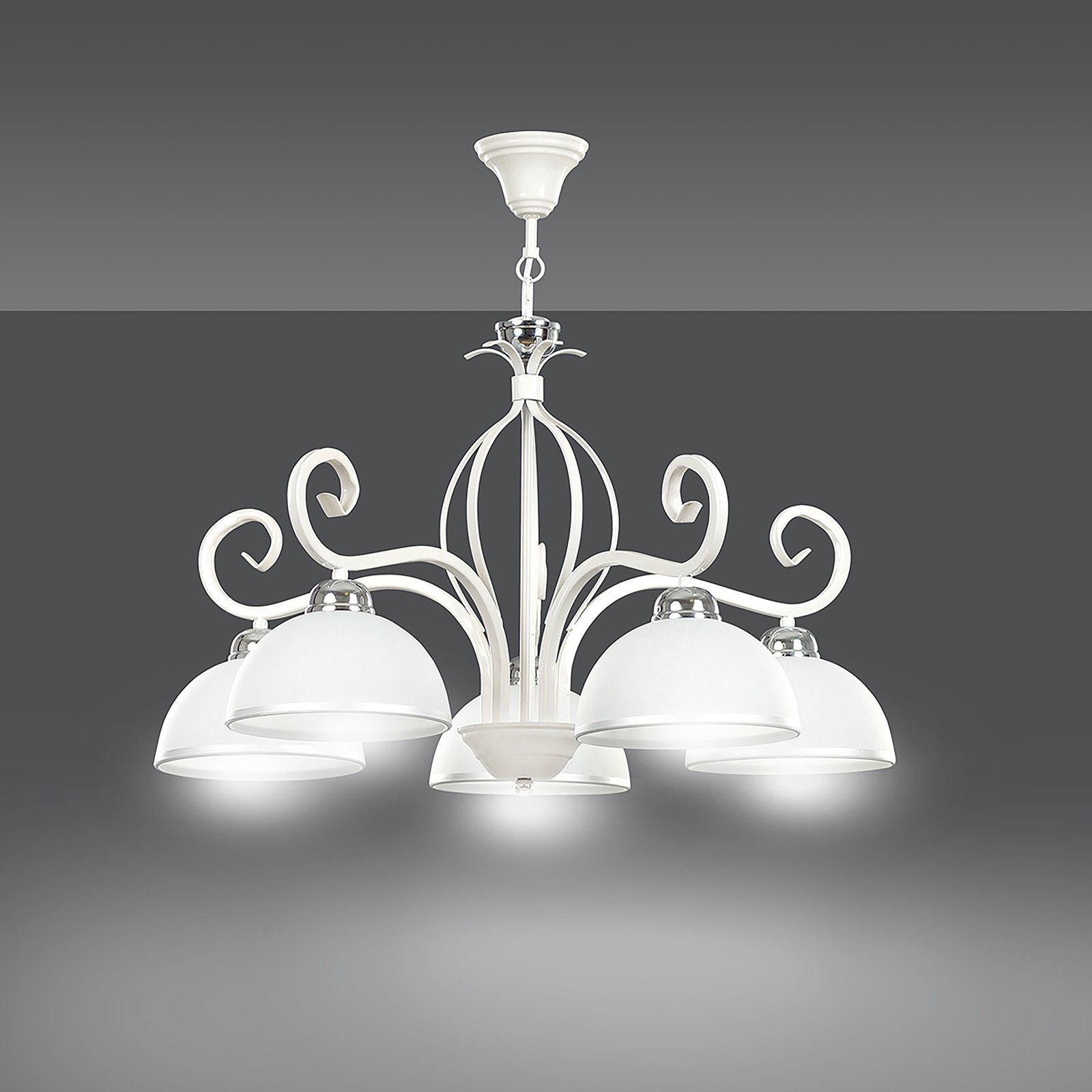 Hanglamp Wivara, 5-lamps, wit