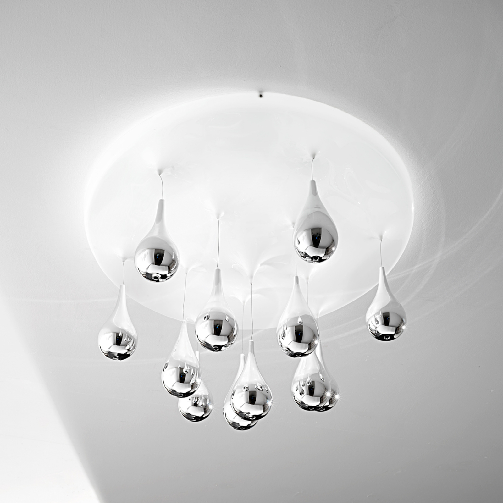 Deckenlampe Pioggia, weiß, chrom, Ø 40 cm H 32 cm