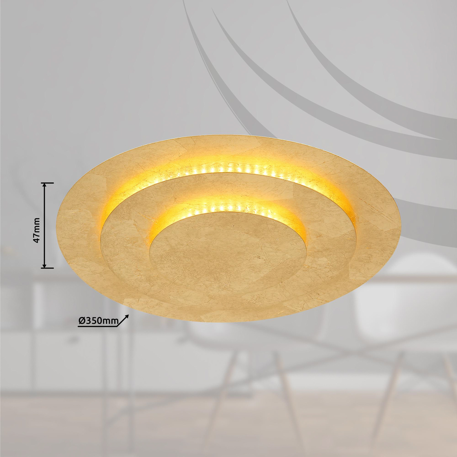Lampa sufitowa LED Heda, Ø 35 cm, w kolorze złotym, metalowa