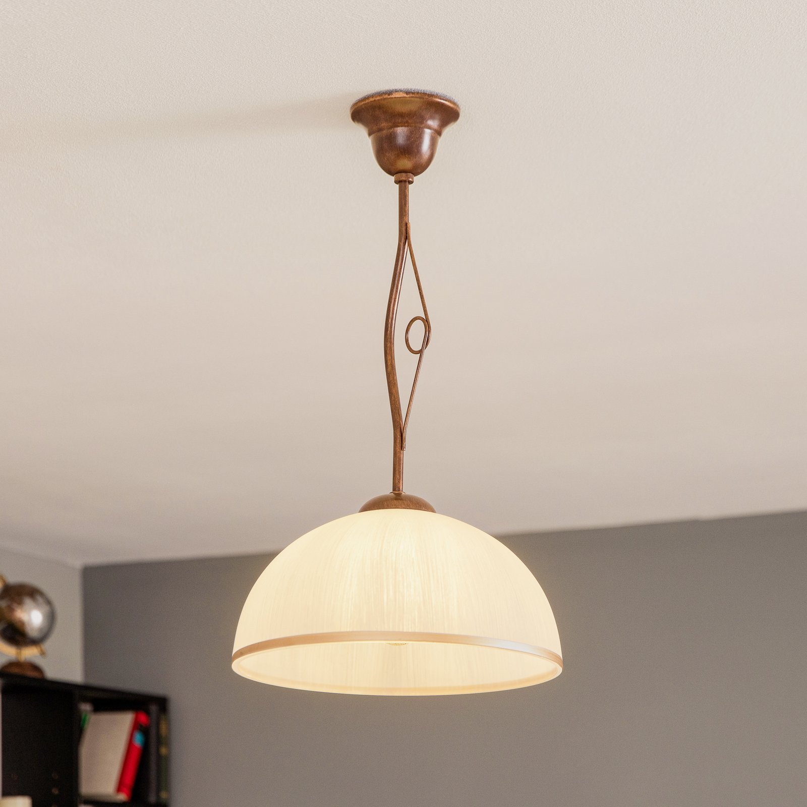 Roma hanging light in white and brown, one-bulb