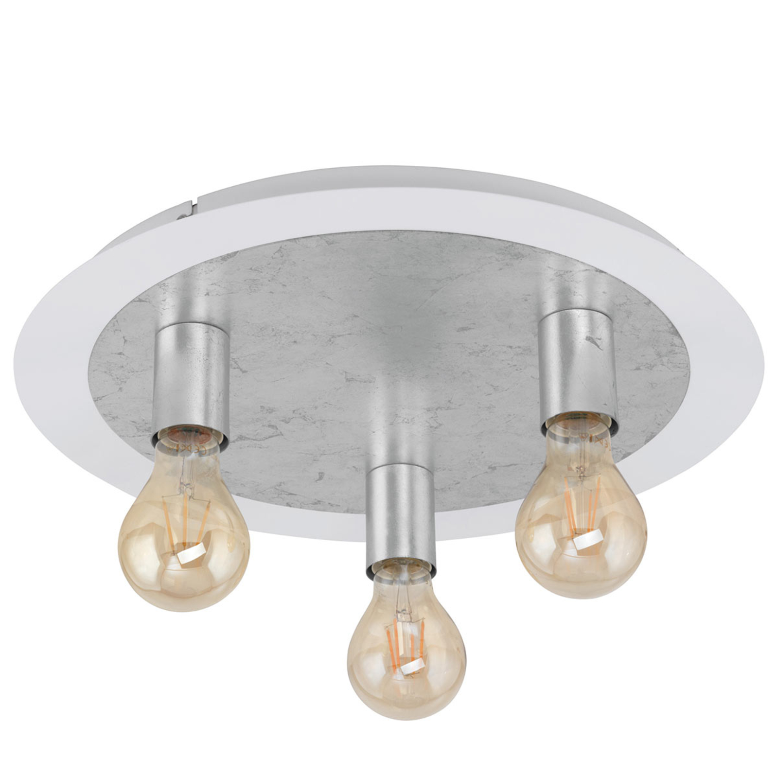 EGLO Passano ceiling lamp, 3-bulb, silver, for Living / Dining Room, metal, E27, 4 W, energy efficiency: A+, H: 19.5 cm