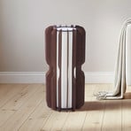 Lucande Stehleuchte Juneta, 75 cm, braun, Holz, Textil