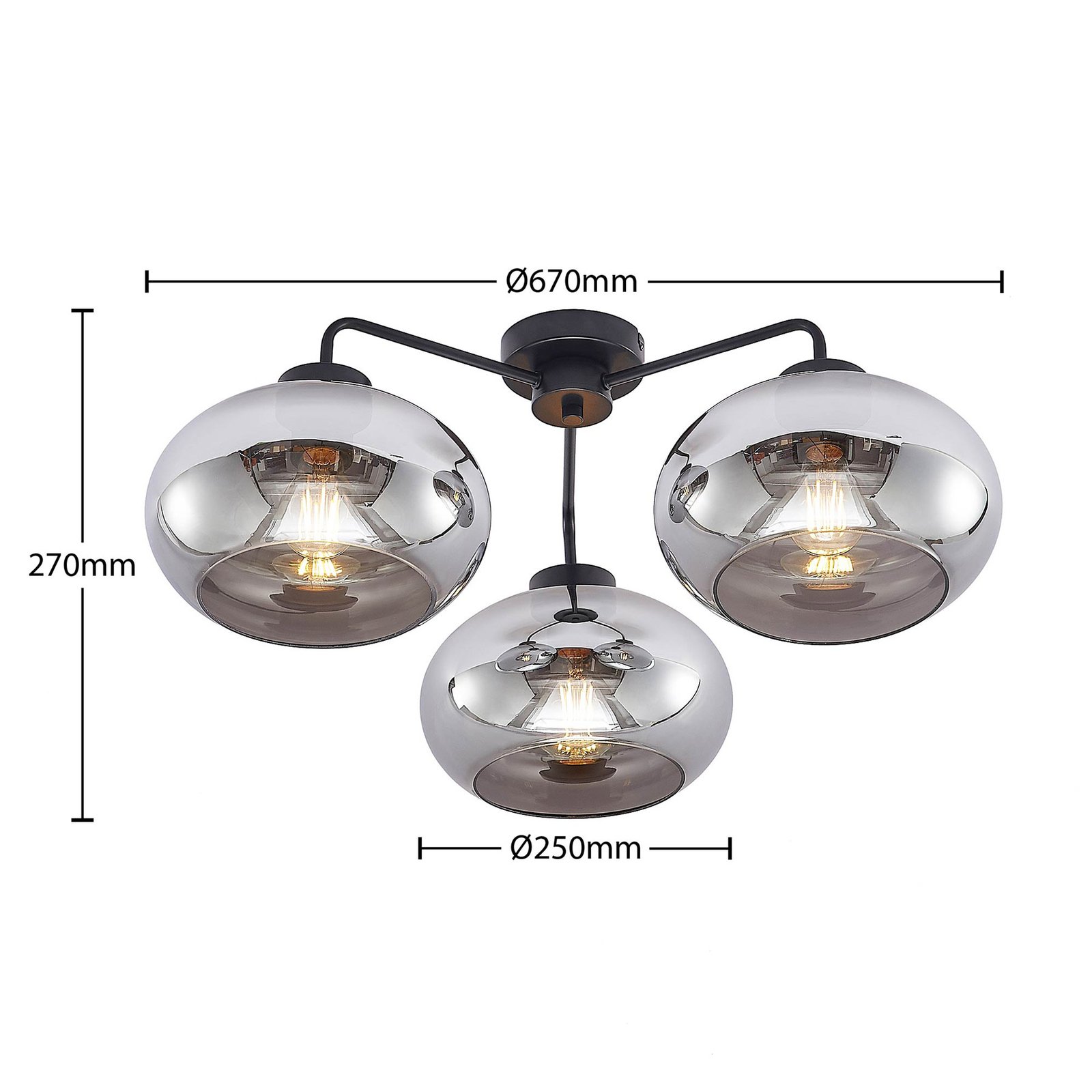 Navidia 3 Plafonnier Smoked - Lindby