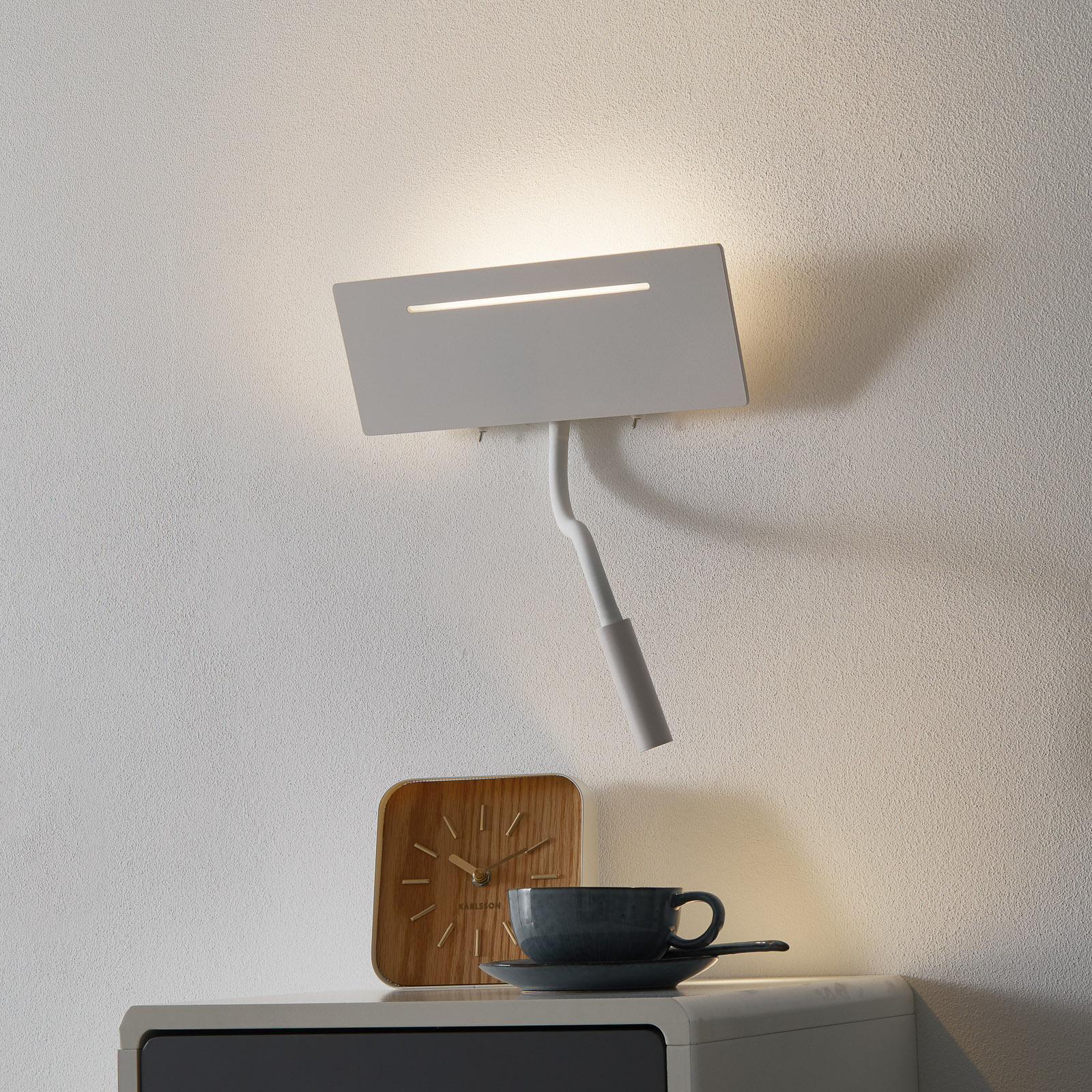 Ariel - weiße LED-Wandlampe mit Leseleuchte