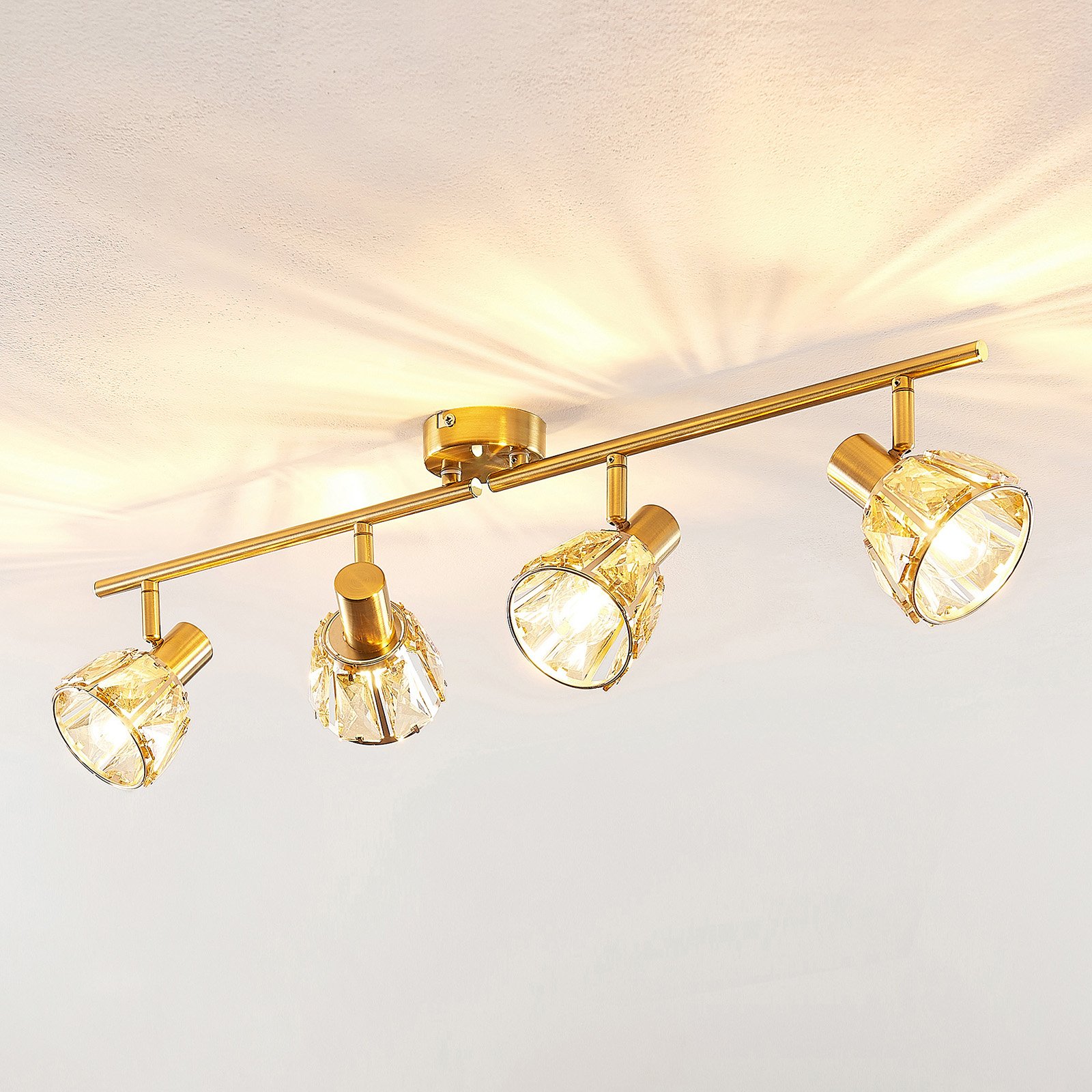 Lindby Kosta ceiling light, four-bulb, brass