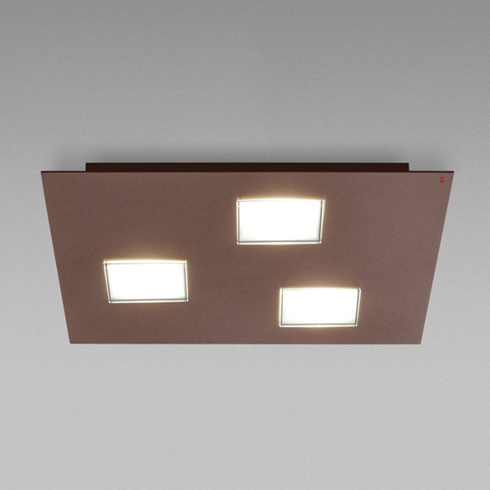 Fabbian Quarter - plafón LED marrón, 3 luces