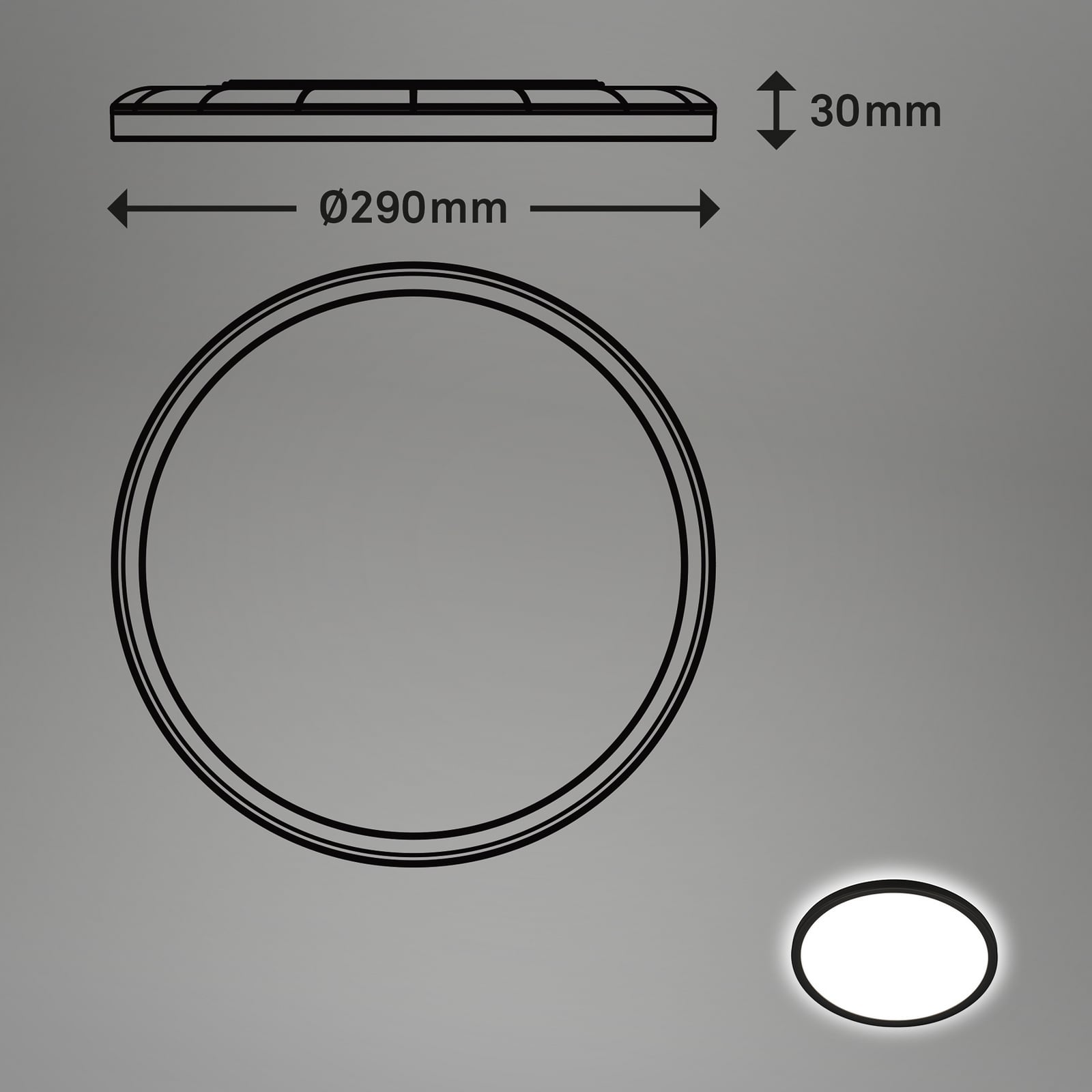 LED lubų šviestuvas „Move Sensor“, juodas, Ø 29 cm, IP44, 4000K