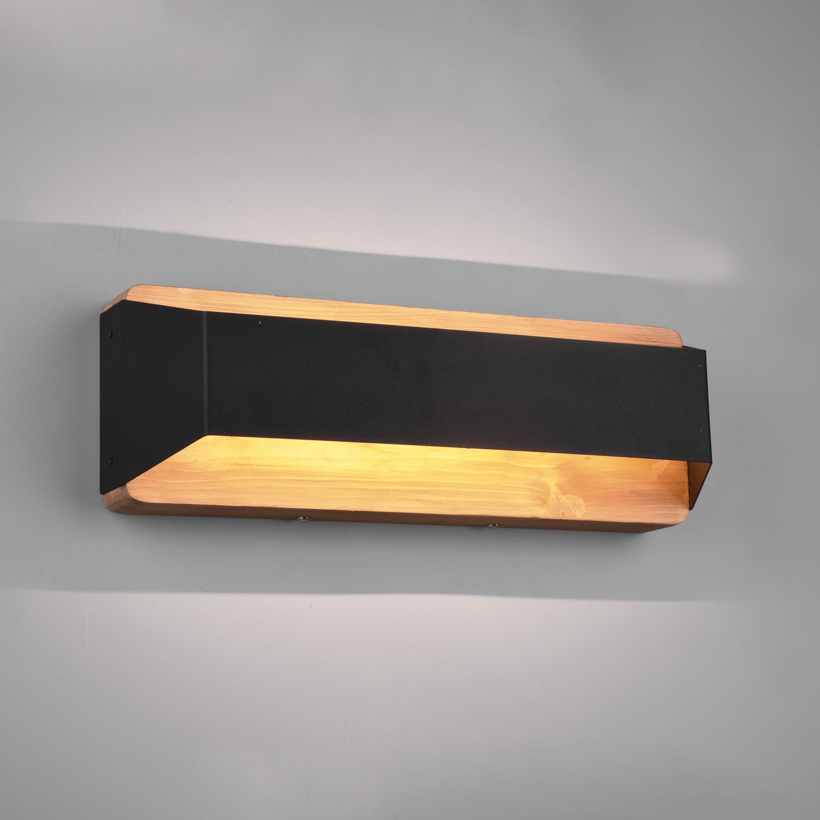 LED-vägglampa Arino, svart, bredd 35,2 cm