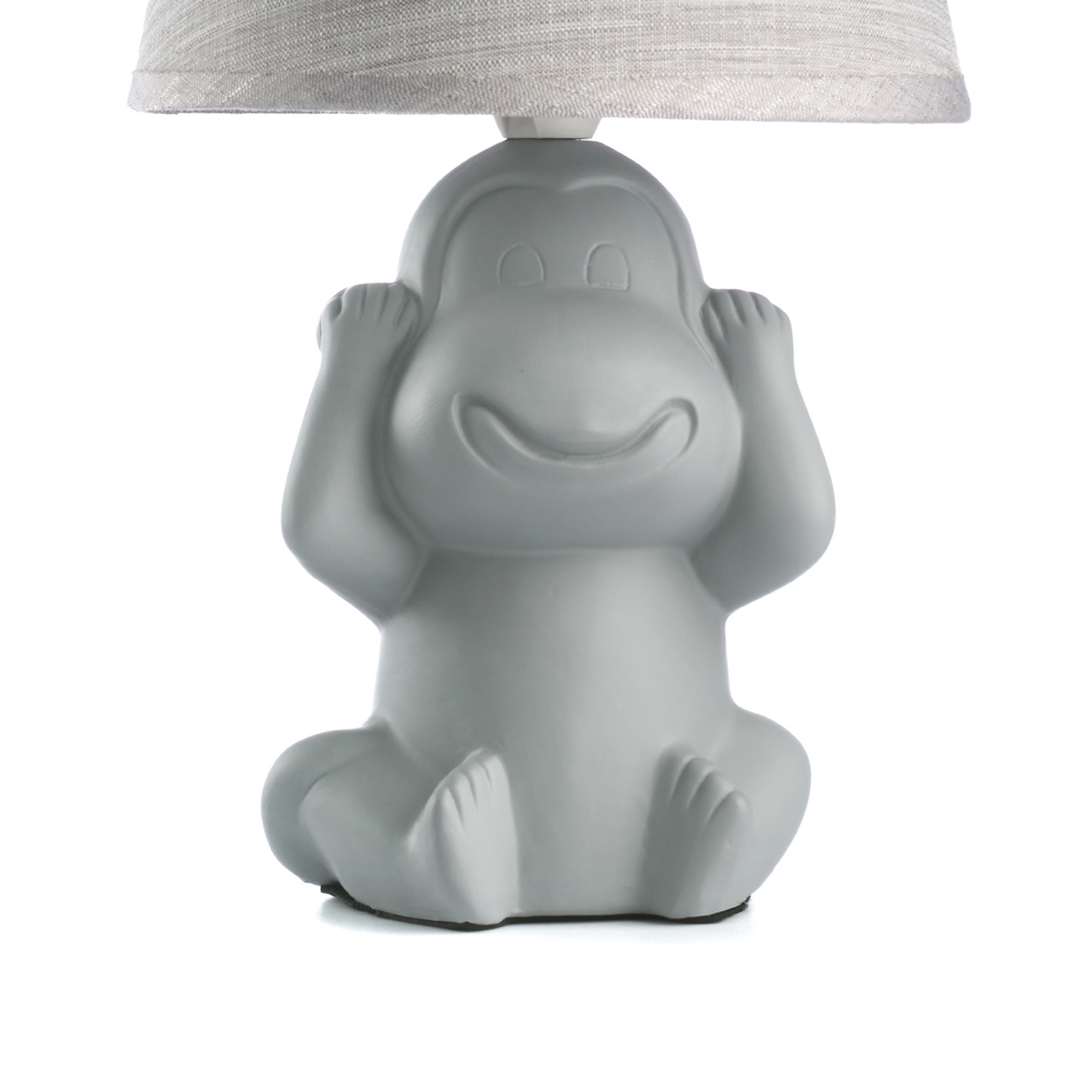 Monkey table lamp, grey, ceramic, textile