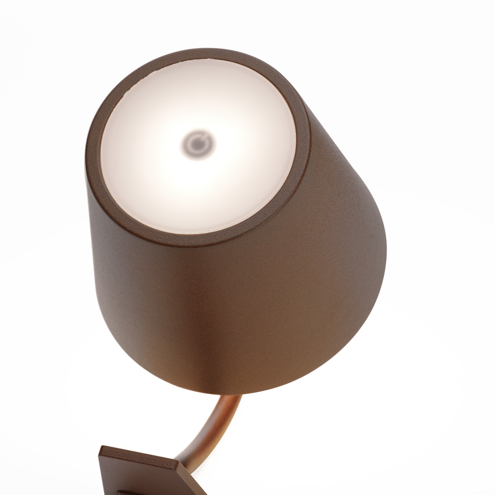 Zafferano Poldina LED wall light with rechargeable battery, brown