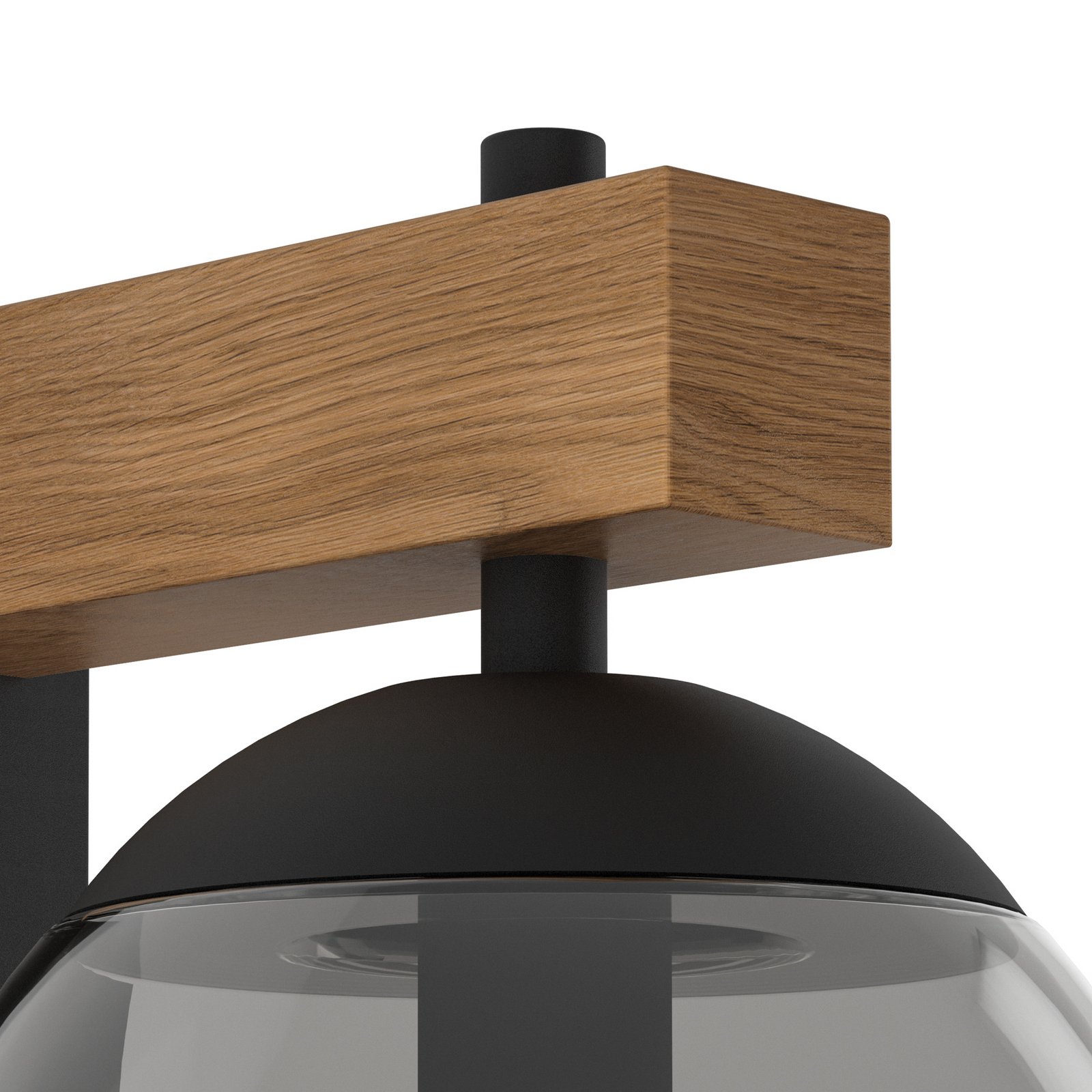 Applique da esterno Bufalata, nero/legno/grigio fumo