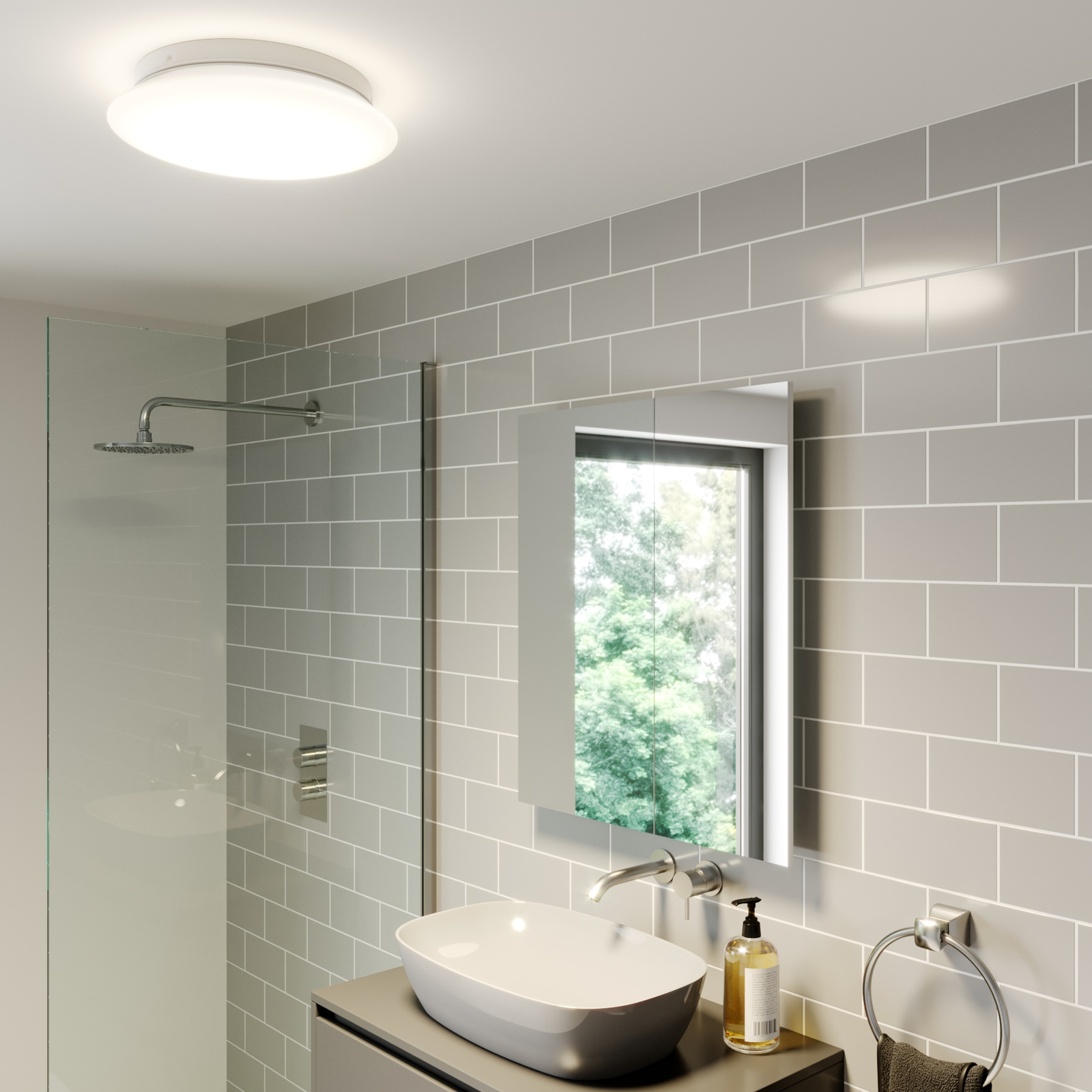 Arcchio Solomia LED-taklampe, IP44, glass, rund