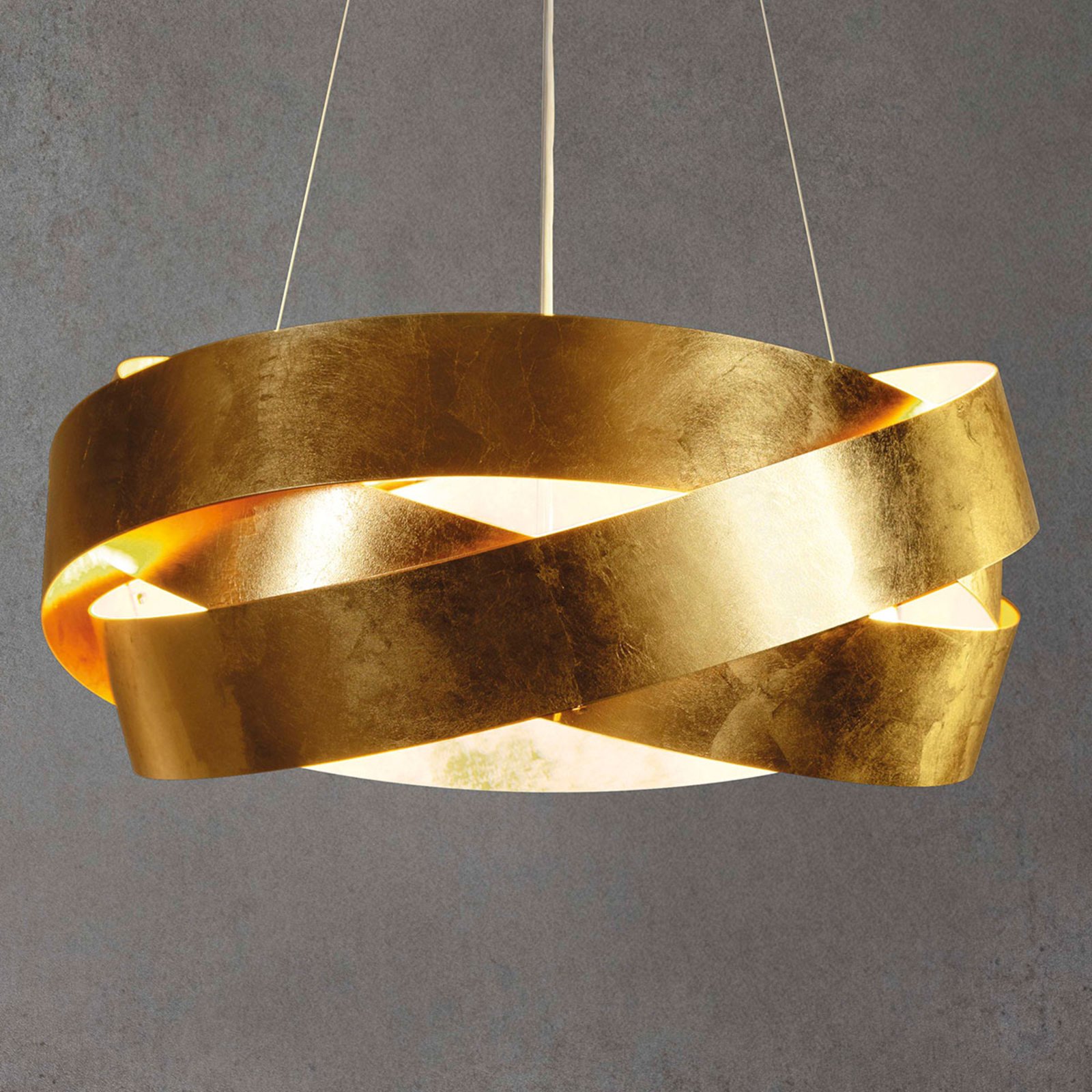 Lampa wisząca LED Pura z płatkami złota 60 cm