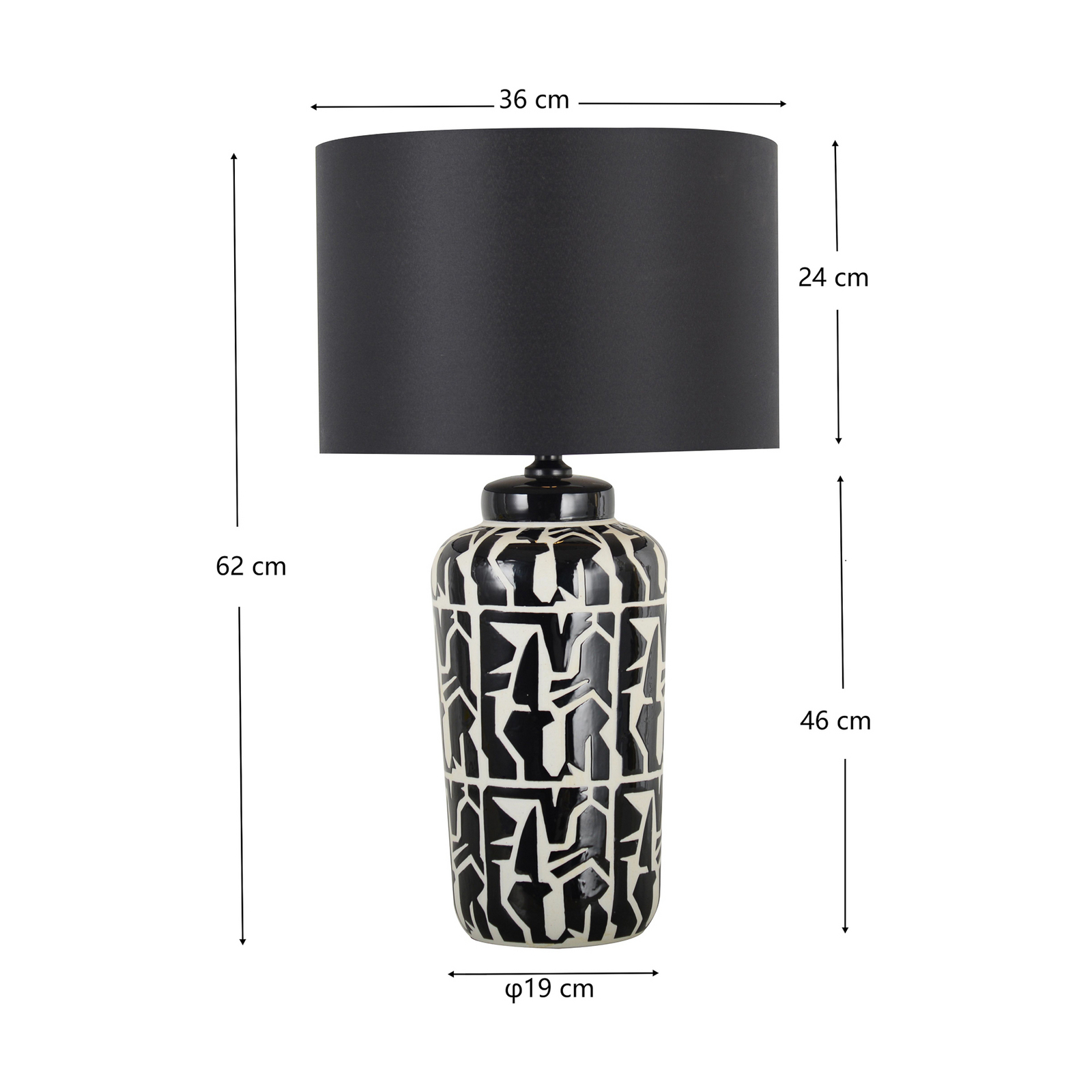 KARE bordlampe Artistico, svart/hvit/gull, 62 cm, E27 KARE bordlampe Artistico, svart/hvit/gull, 62 cm, E27