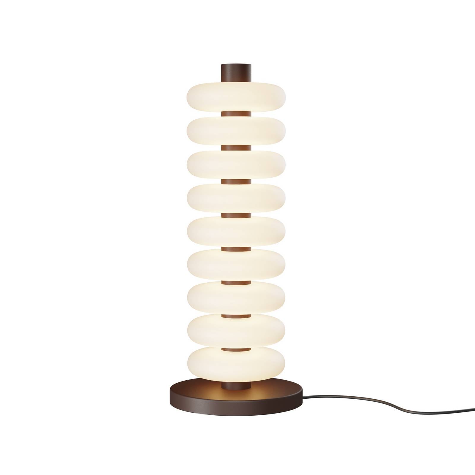 LED-Tischleuchte Nuvem, braun, Opalglas, Höhe 55 cm, Dimmer