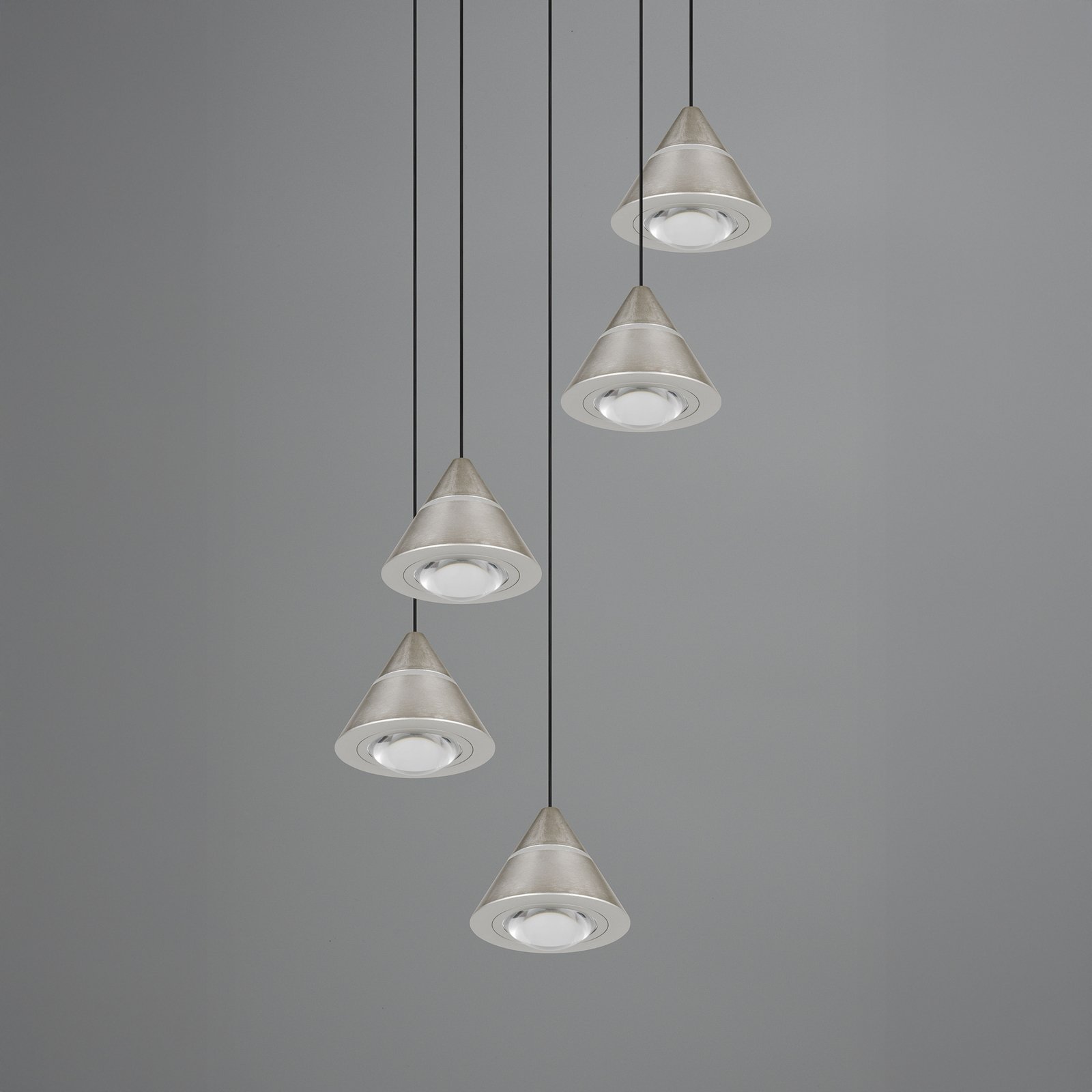 LED-Hängelampe Romeo, Ø 28 cm, nickelfarben, Metall, 5-flg.