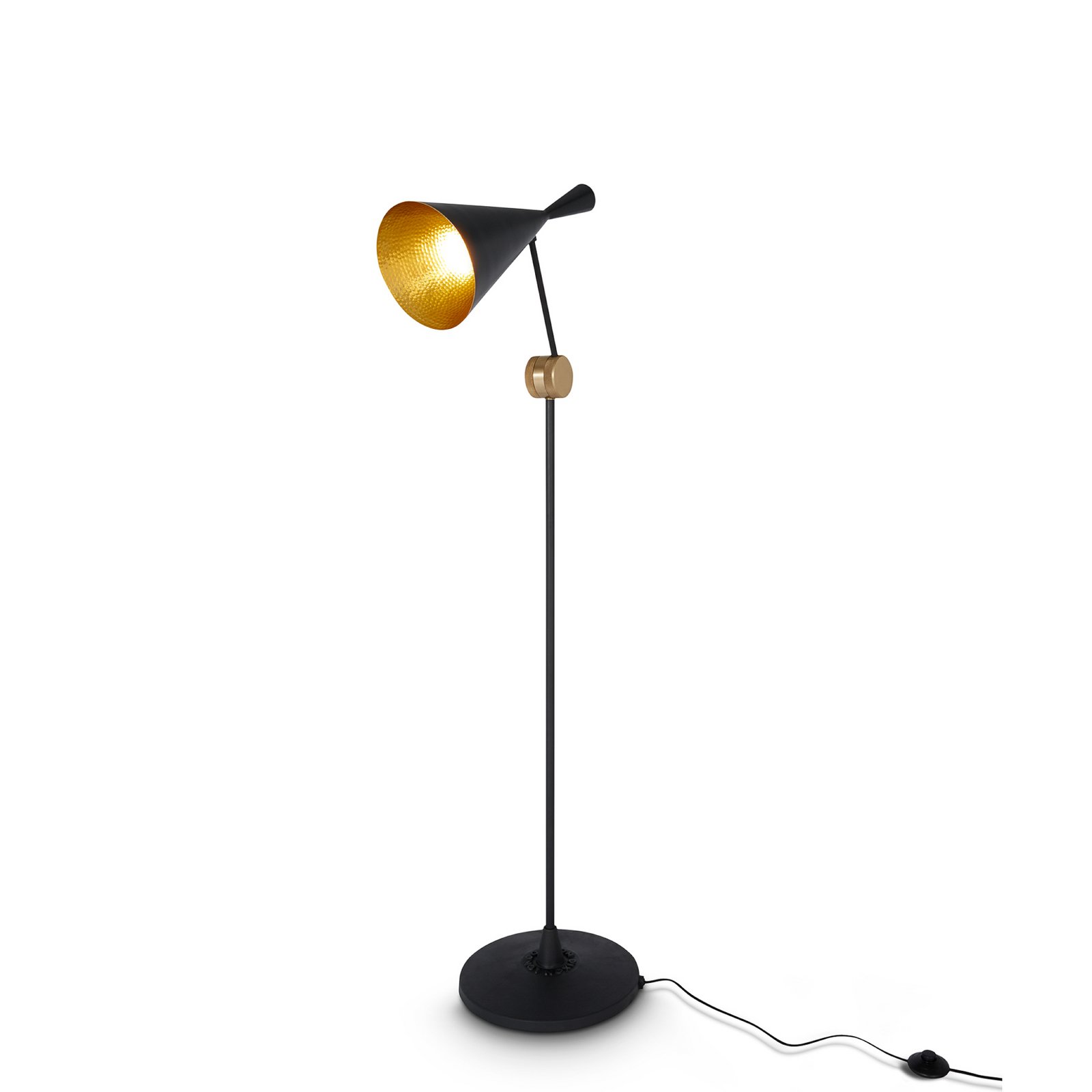 Tom Dixon LED floor lamp Beat, black, height 157 cm, brass