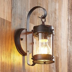Lindby udendørs væglampe Farly, rustbrun, aluminium, 17 cm