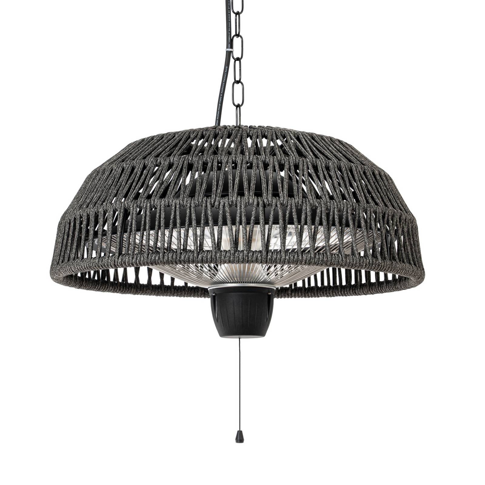 Wiszący promiennik grzewczy Lucande Calenza, czarny, Ø 50 cm, 1 500 W