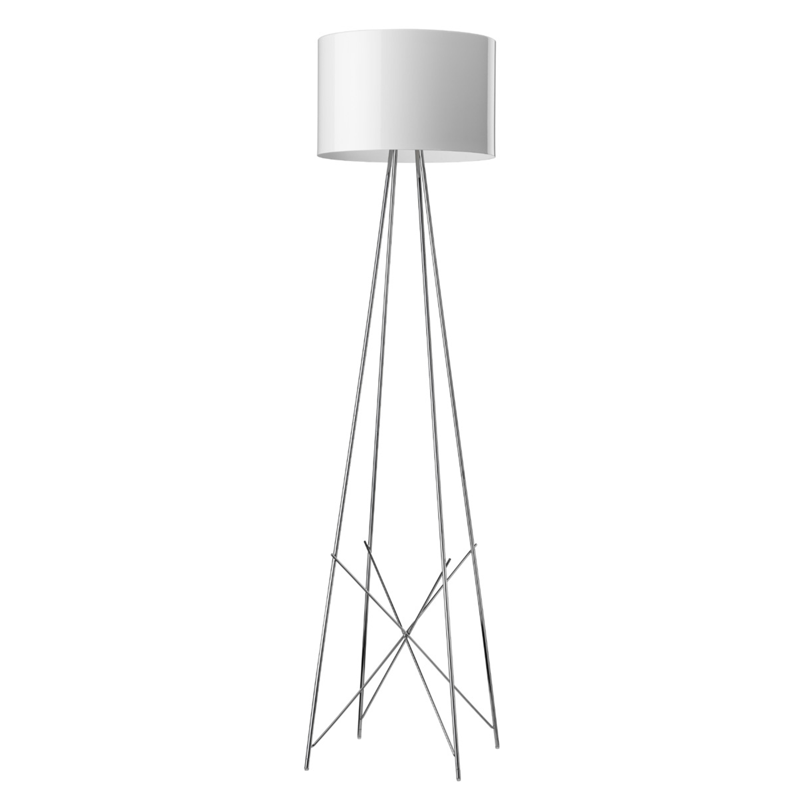 Flos RAY F2 floor lamp with a white lampshade, for Living / Dining Room, Steel, E27, 205 W, energy efficiency: A++, H: 171 cm