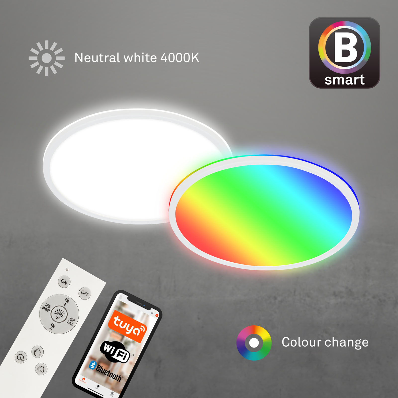 Lámpara de techo LED B smart RGBW atenuable blanco Ø 42 cm