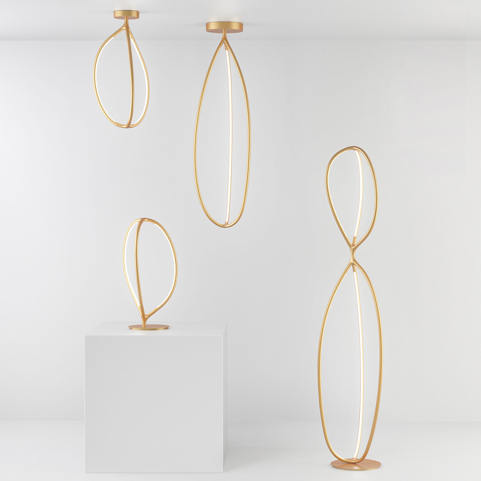 Artemide Arrival ceiling light, app, brass, 70 cm, for Living / Dining Room, aluminium, silicone, 25 W, energy efficiency: A+, H: 70.2 cm