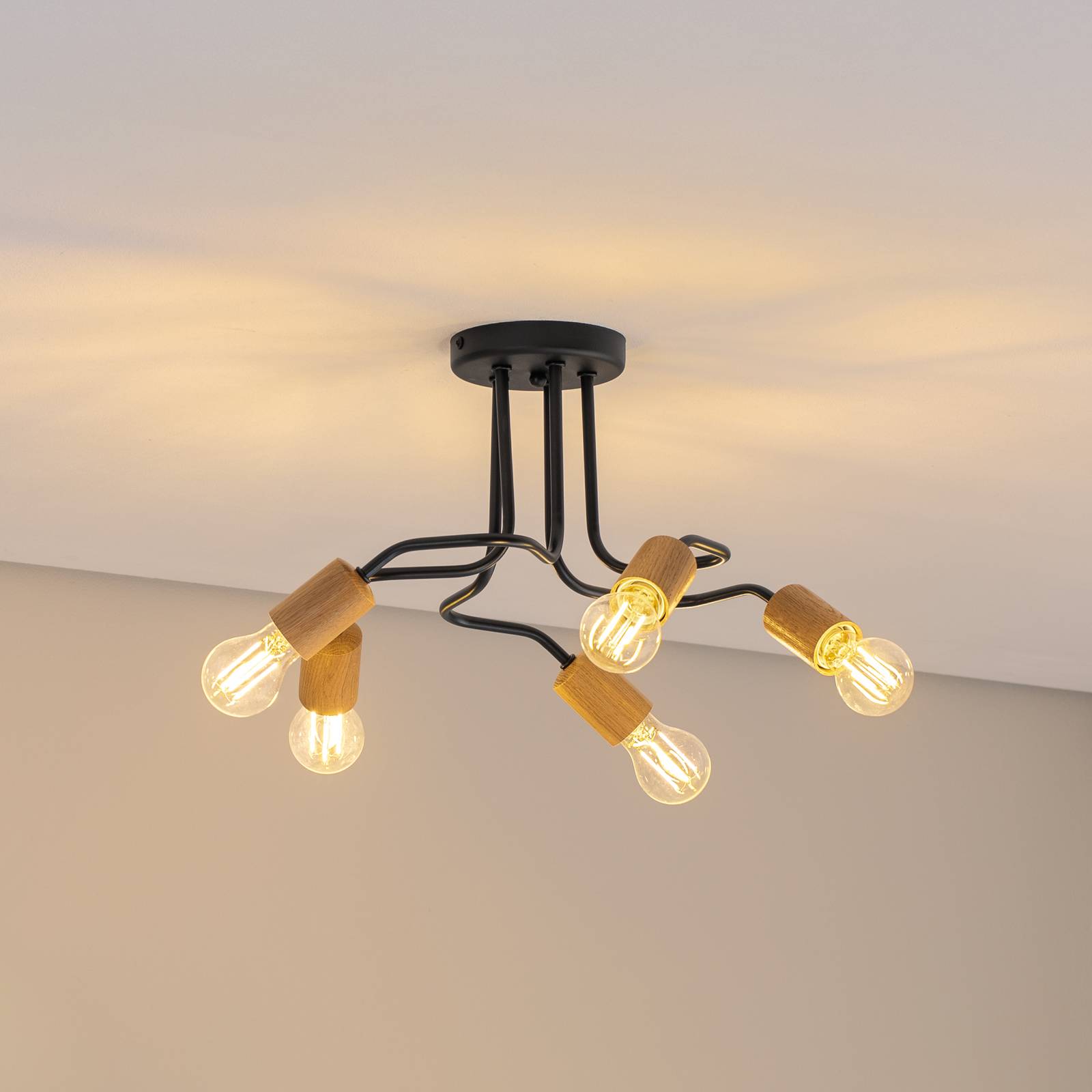 Envostar Joiy Decke 5-flg. verteilt schwarz/holz günstig online kaufen