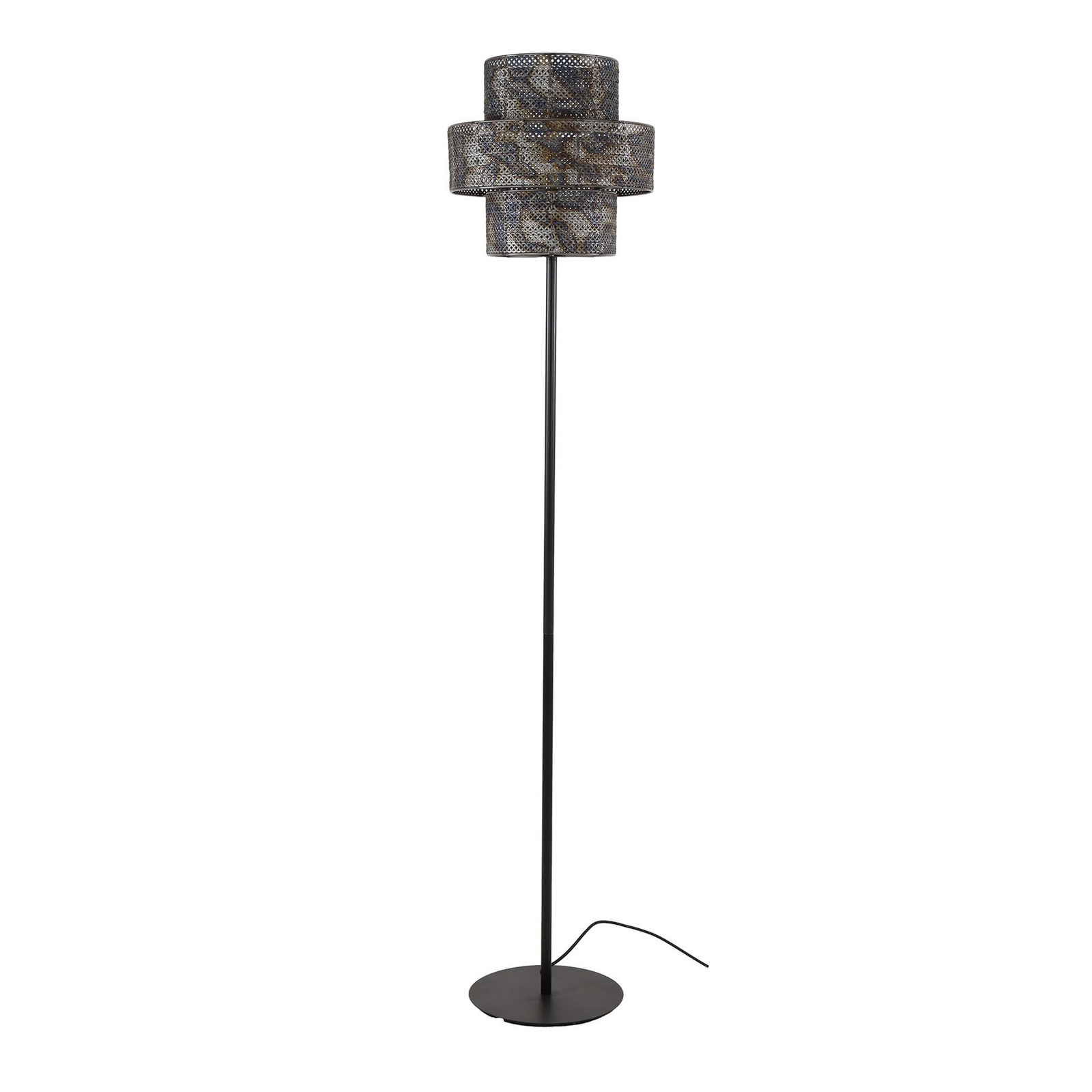 Candeeiro de pé tipo lanterna, preto/queimado, altura 165 cm, metal