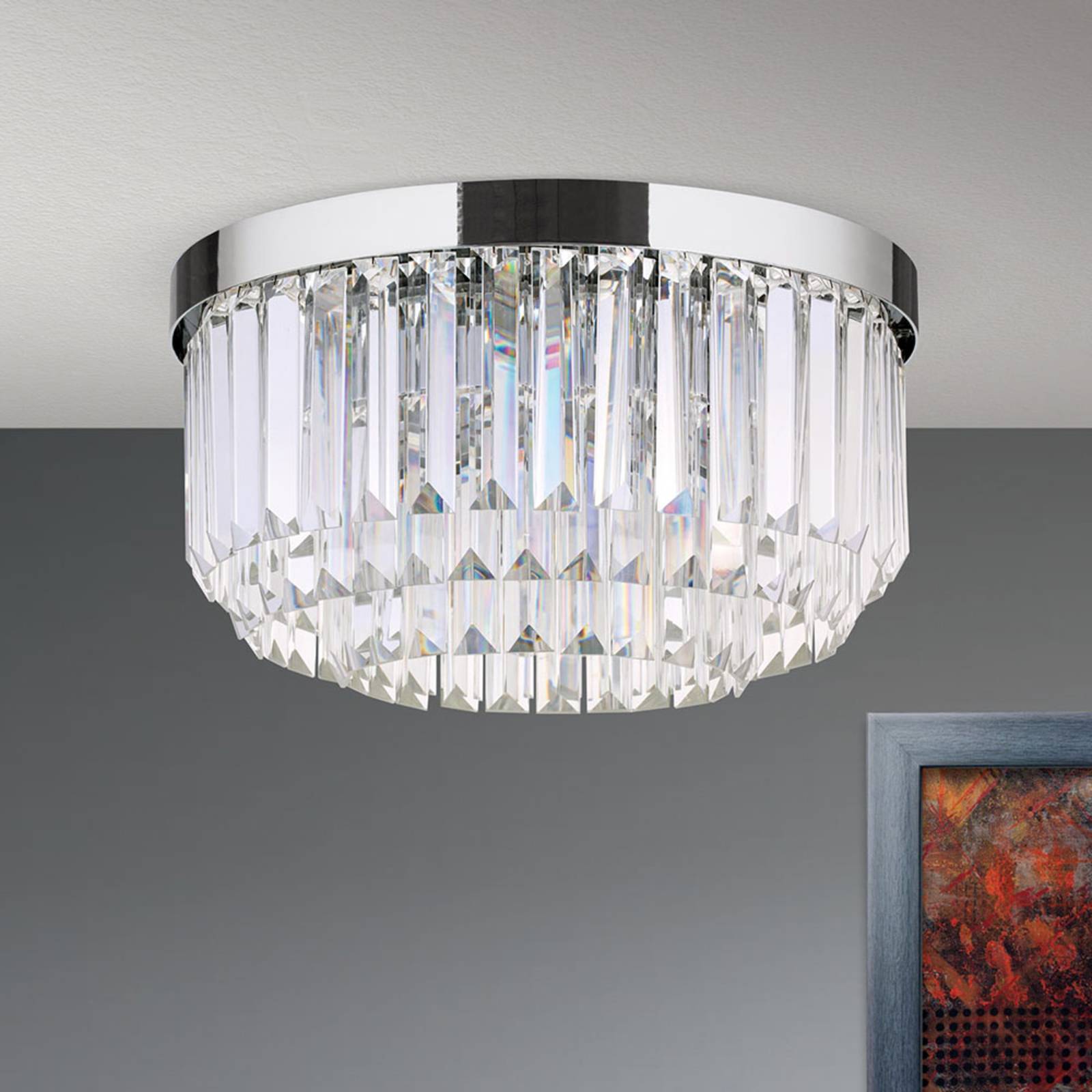 Lampa sufitowa LED Prism, chromowa, Ø 35 cm