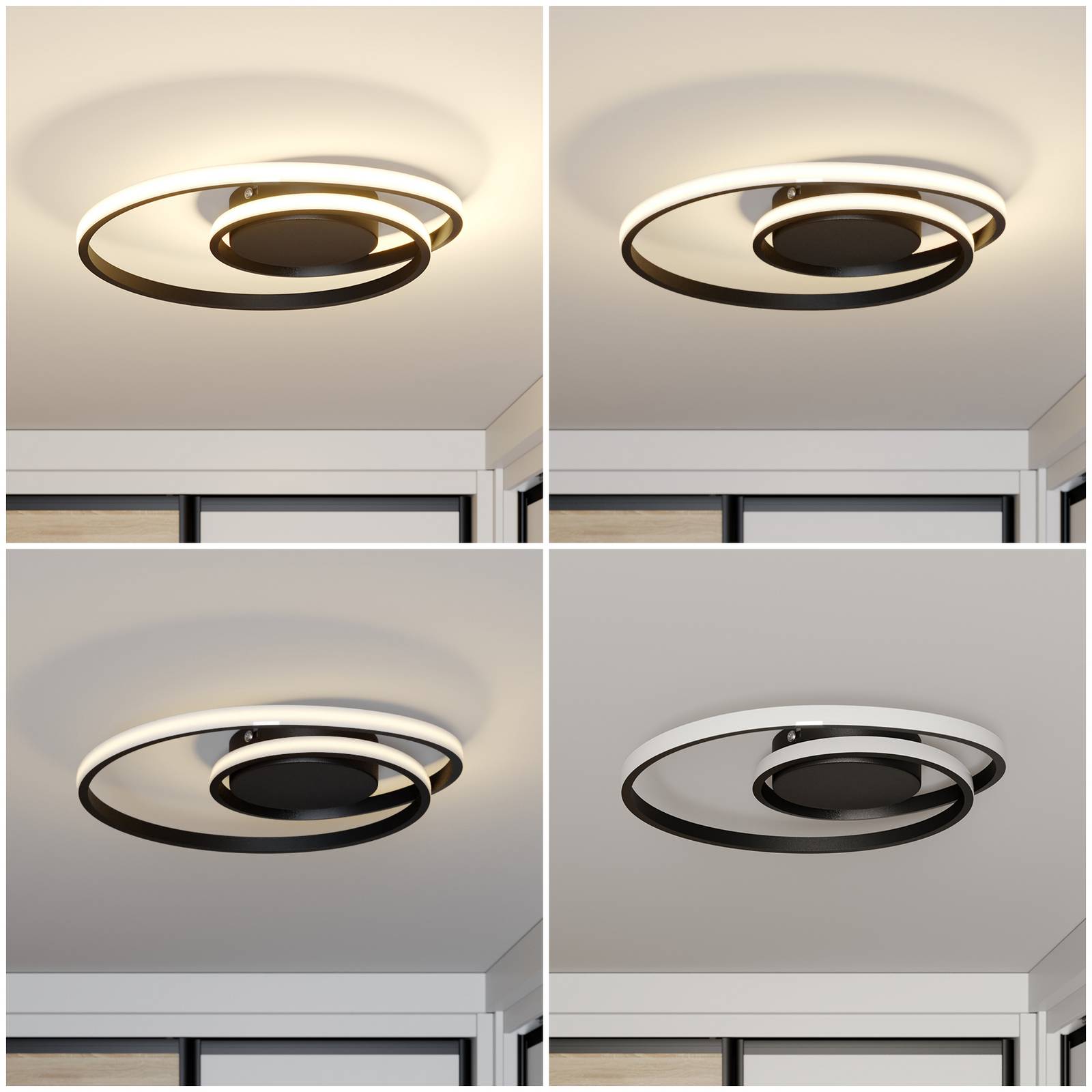 Lindby Kyron lampa sufitowa LED, czarna matowa