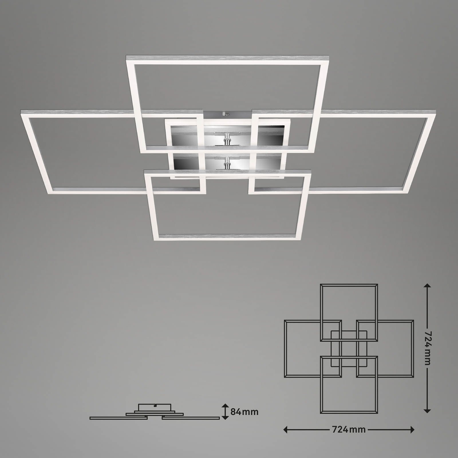 Plafón LED Frame S, 72,4x72,4 cm, aluminio