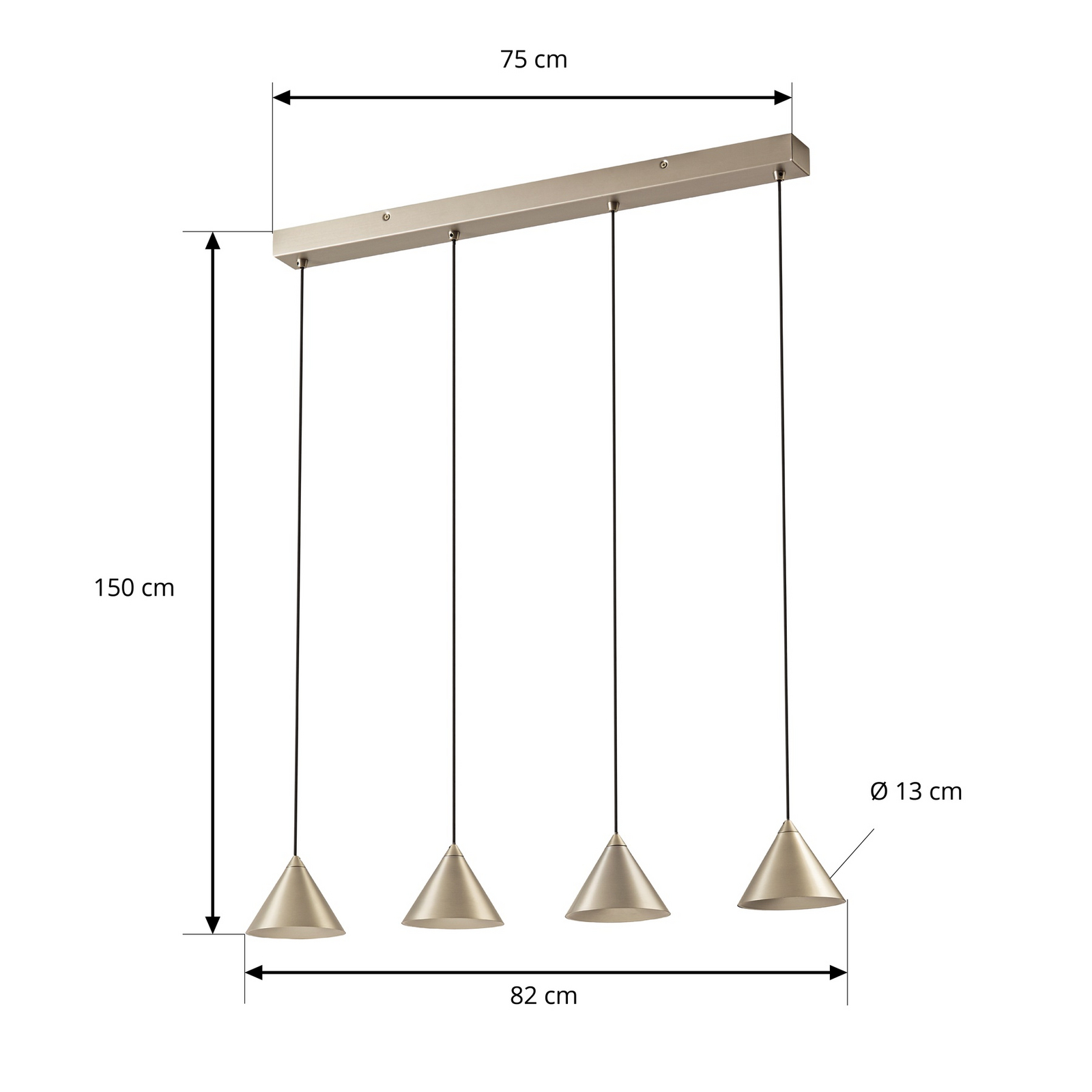 Lampă suspendată LED Lucande Rhodes, cu 4 becuri, nichel, 82 cm Lampă suspendată LED Lucande Rhodes, cu 4 becuri, nichel, 82 cm