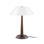 Lámpara de mesa Ligna, blanco/bronce/roble, 39 cm - Globen Lighting