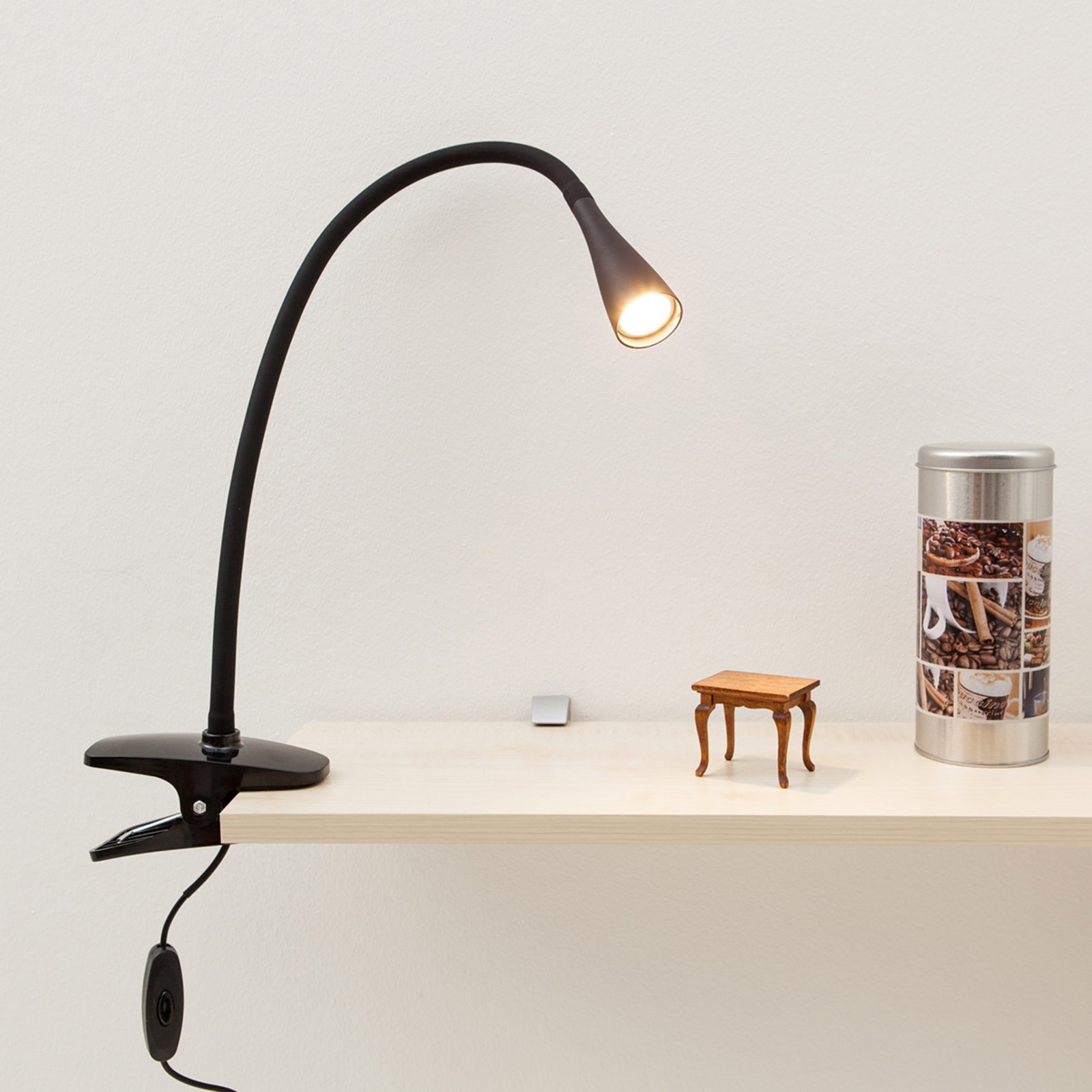 Baris LED Lámpara de Abrazadera Black - Lindby
