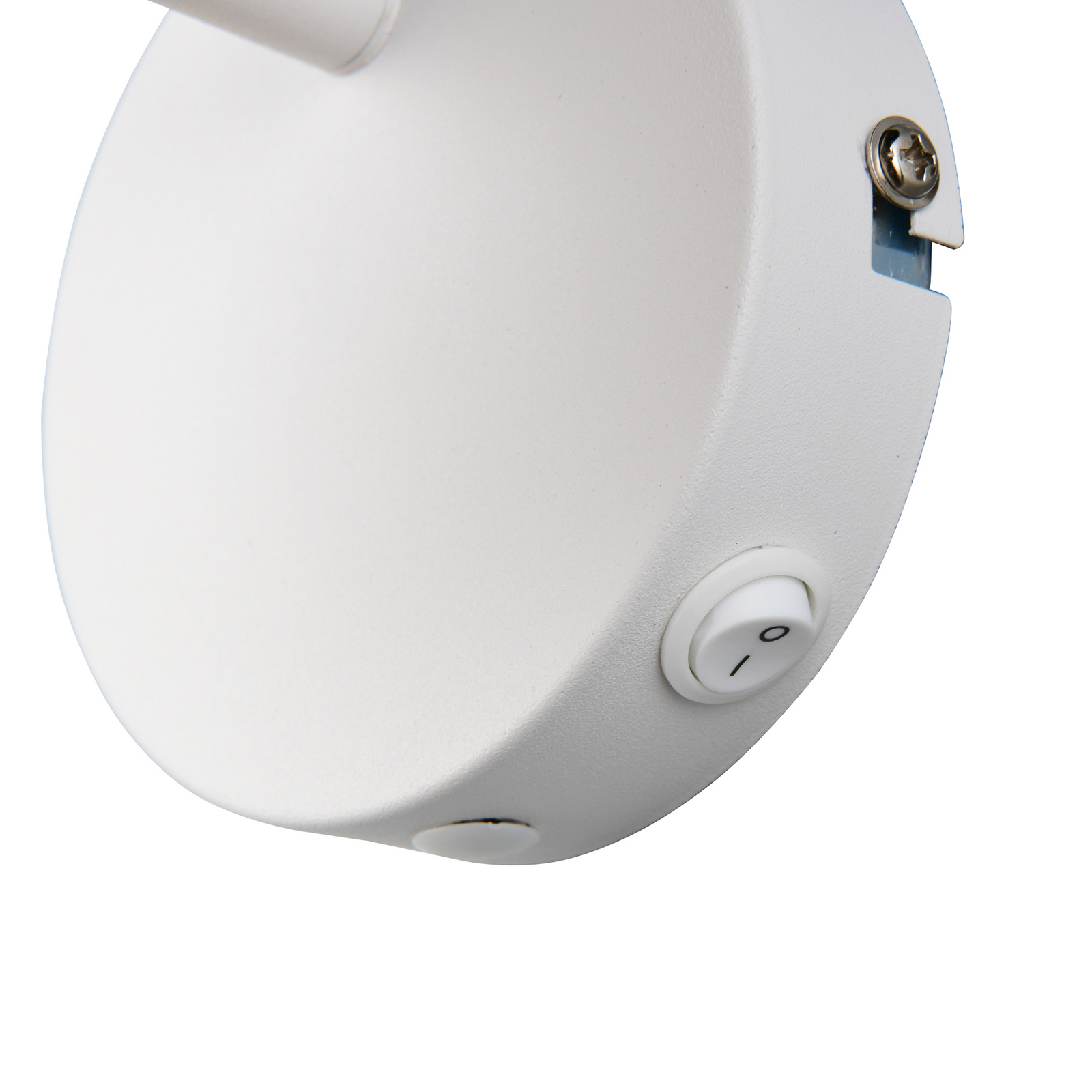 Aplică de perete Calvi, albă, ratan natural, Ø 13 cm, întrerupător