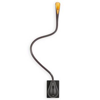 Lámpara de pared Cobra de cuero marrón LED y brazo