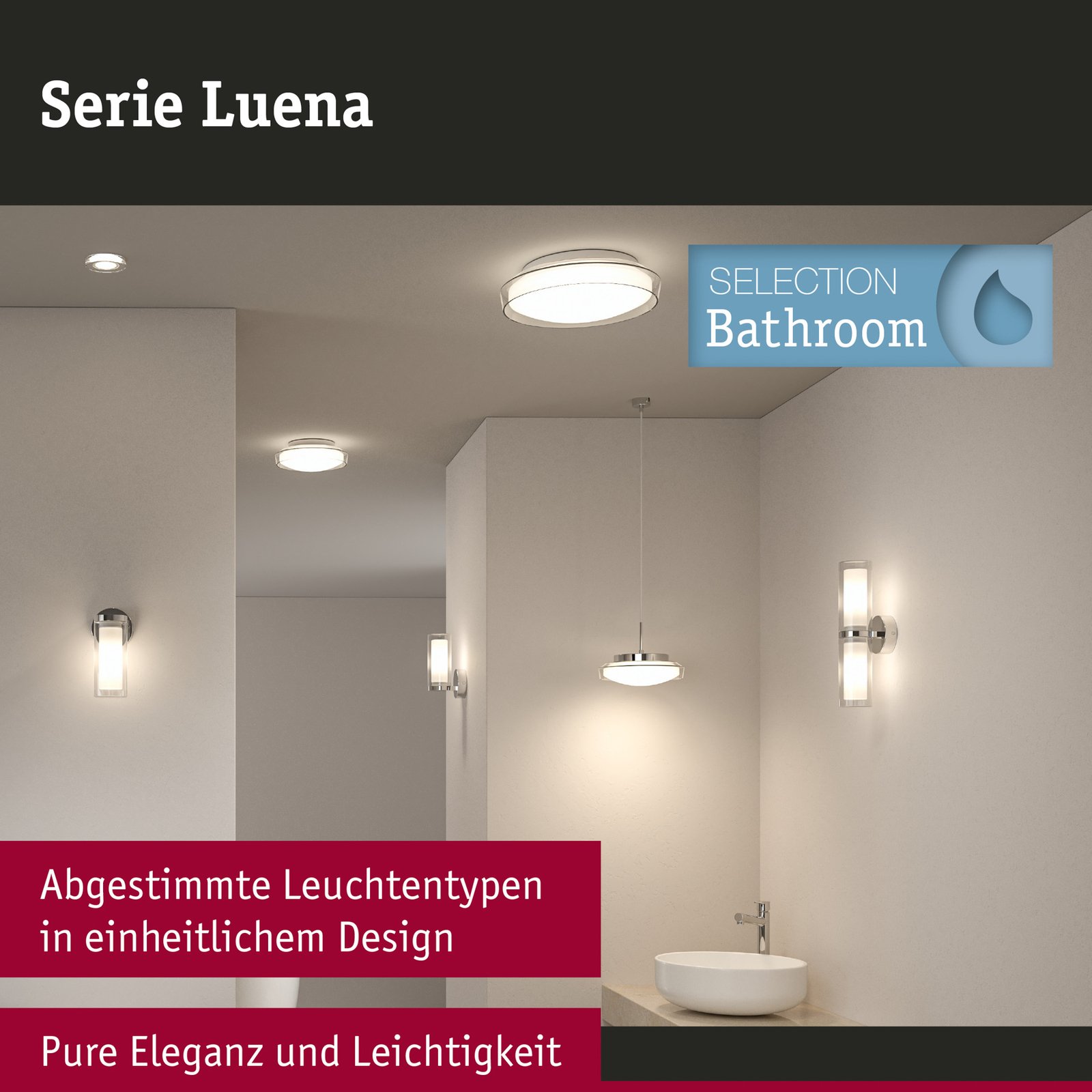Paulmann Luena LED ceiling light IP44 chrome Ø35cm