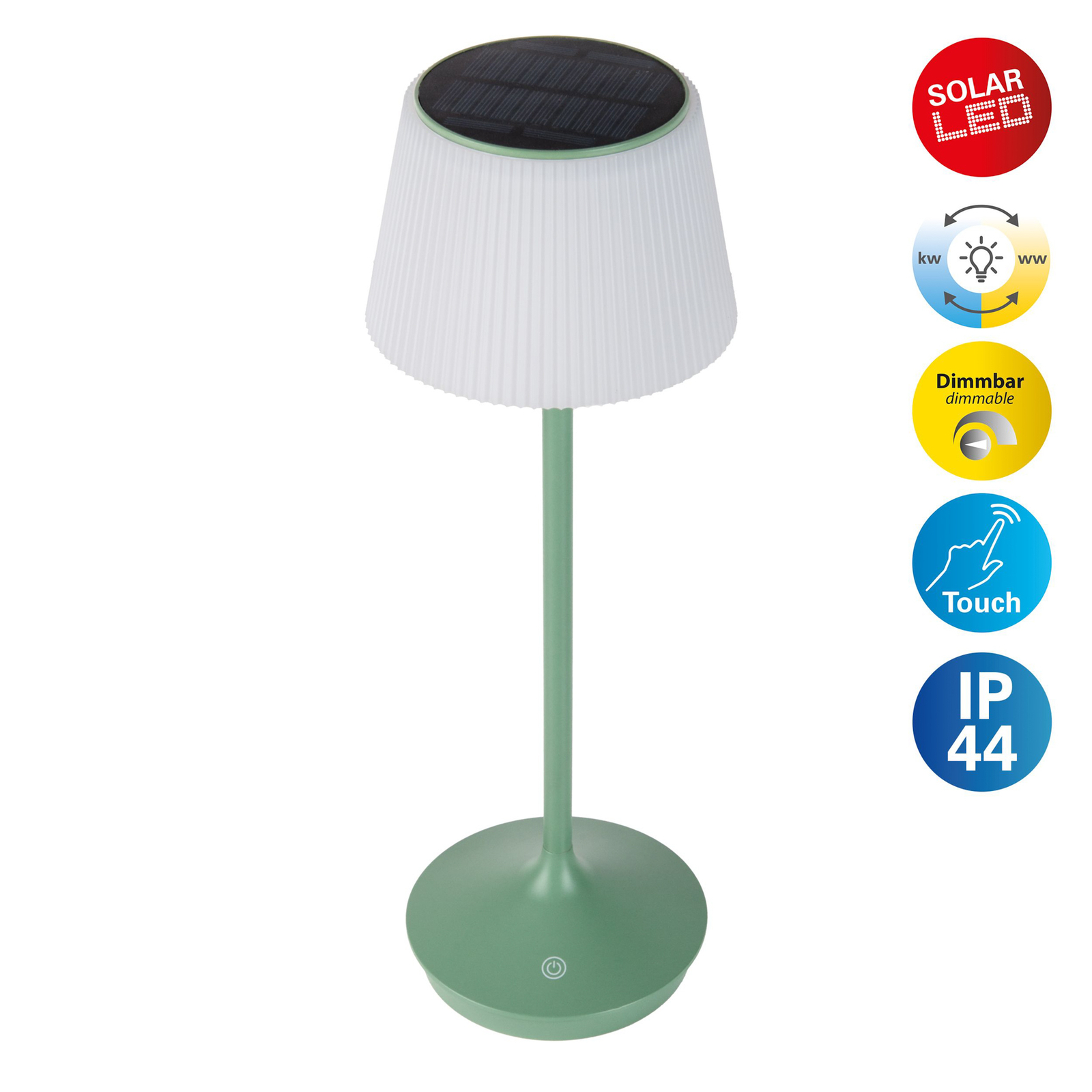 Emmi LED solar table lamp CCT rechargeable, green