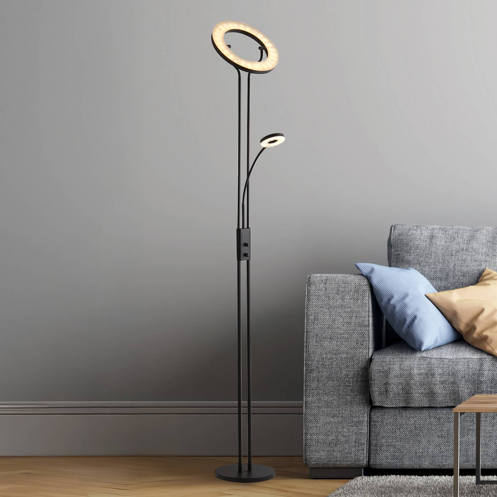 Searchlight Lampadaire LED Mother &amp; Child, noir, lampe de lecture, à intensité variable