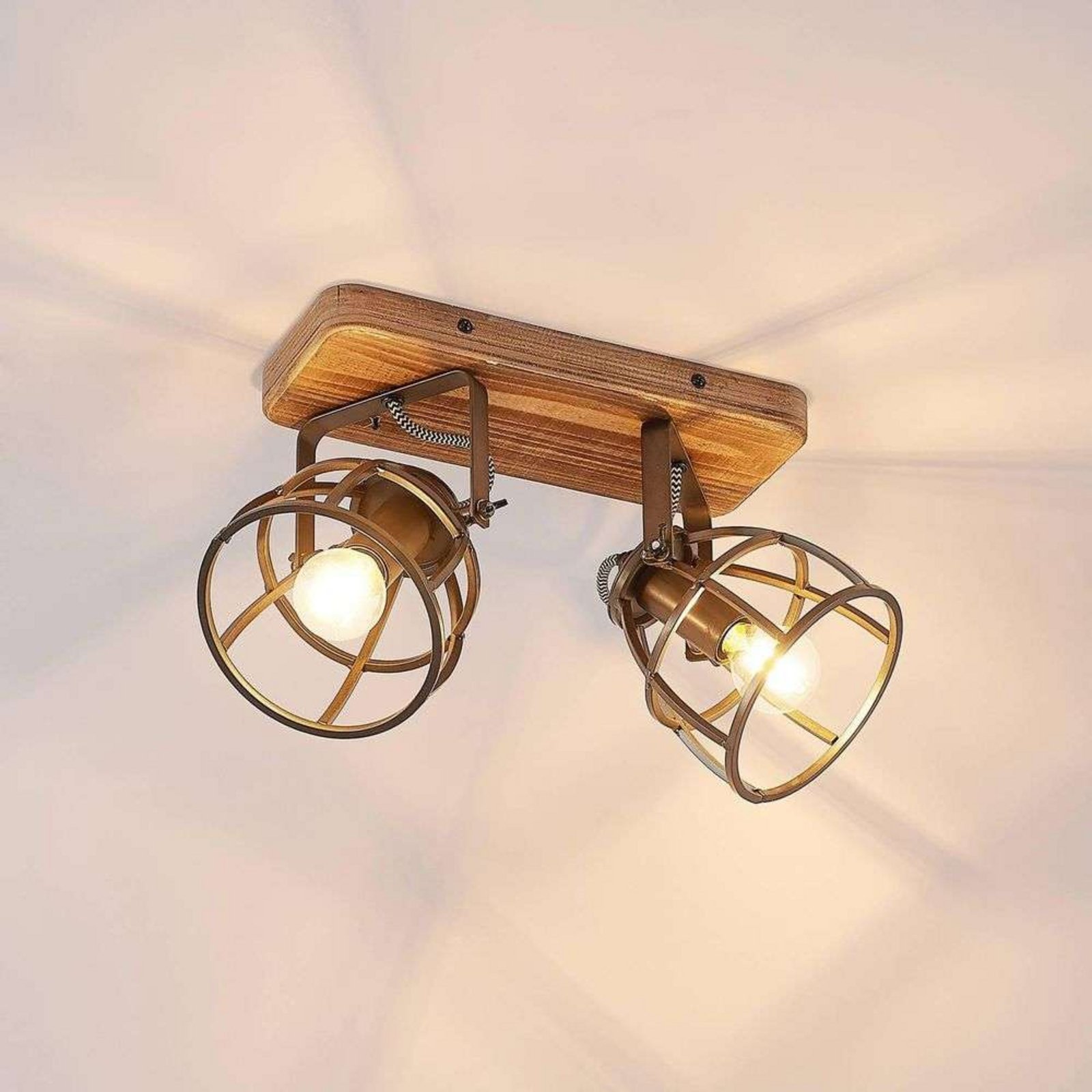 Rutger 2 Kattovalaisin Wood/Black - Lindby